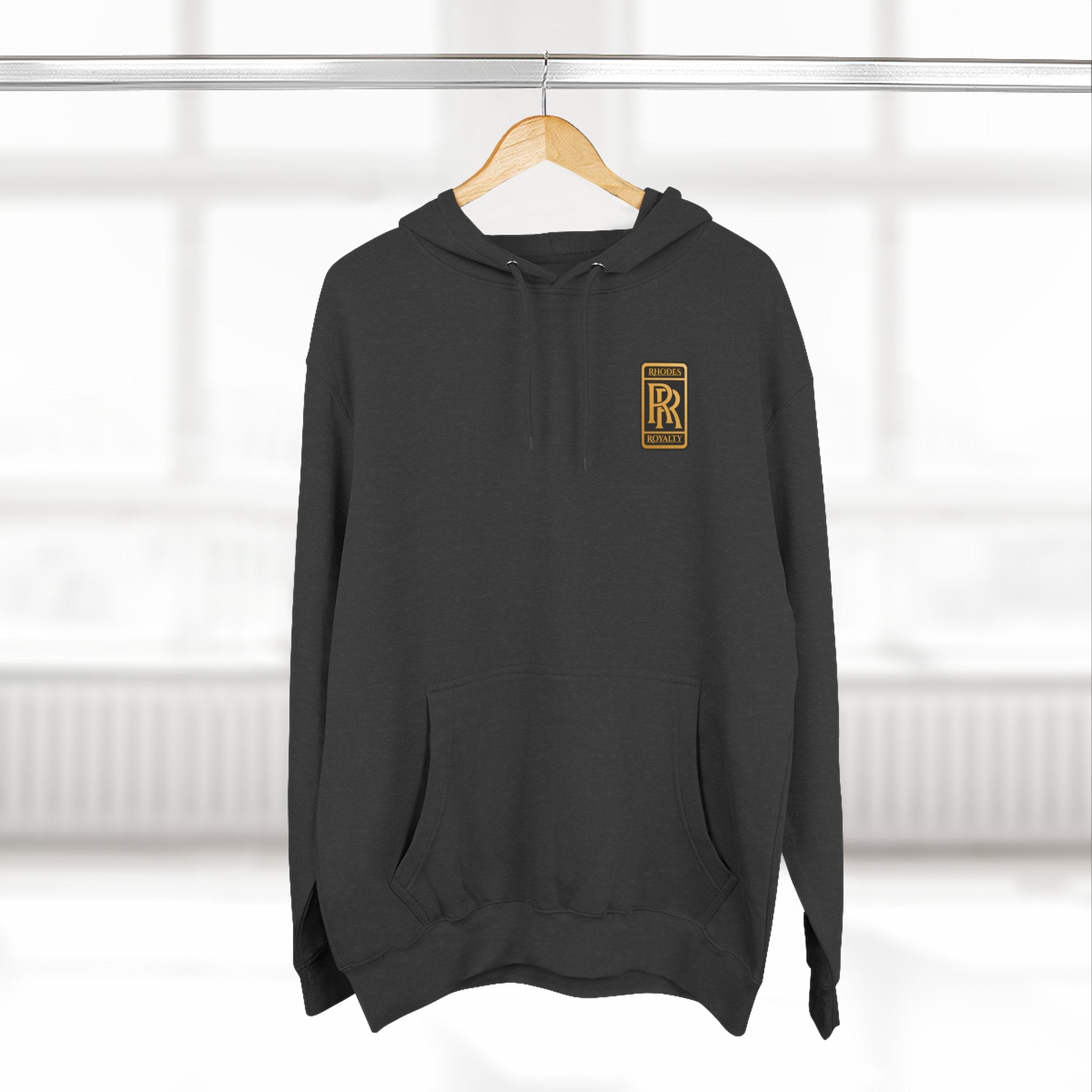 Rhodes Royalty RR Patch Hoodie — Three-Panel Fleece Hooded Sweatshirt