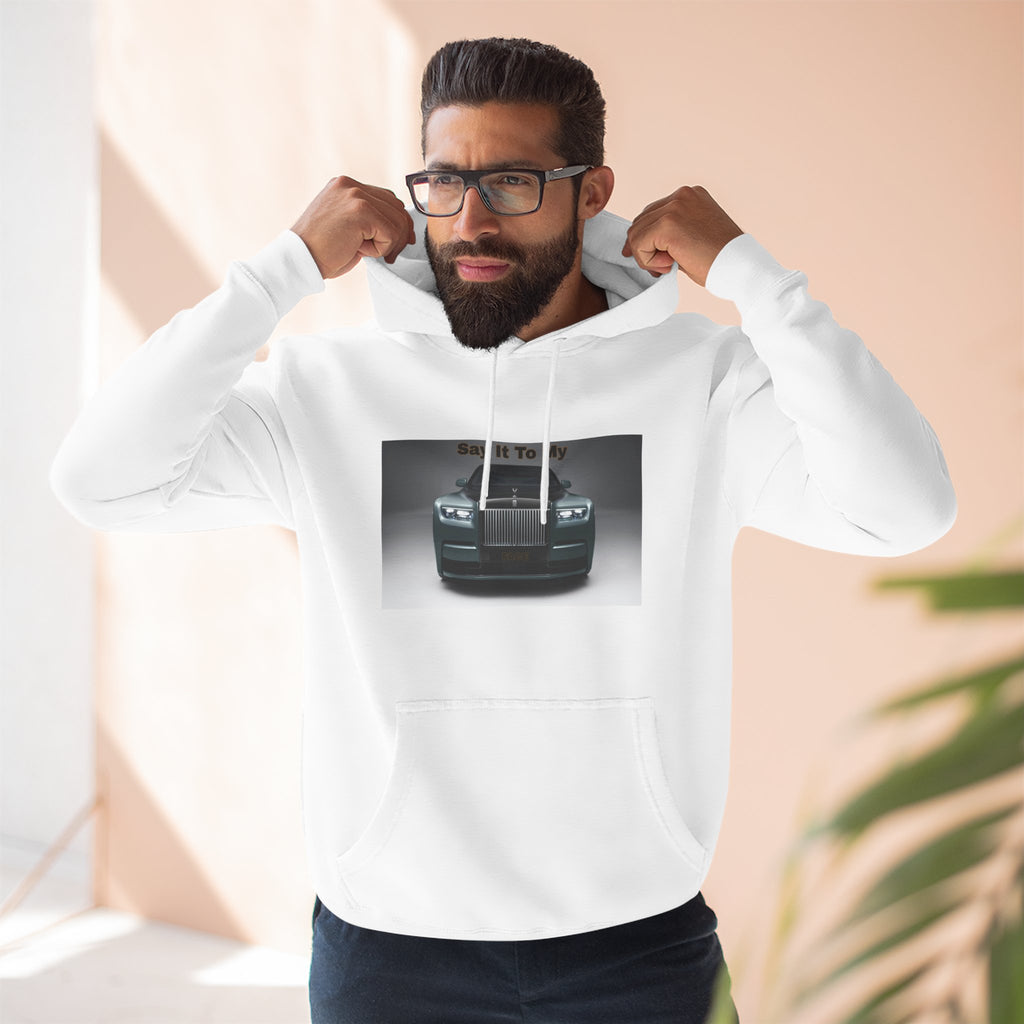 Say It To My Face RR-Style Three-Panel Fleece Sweatshirt- Luxury Car Front Graphic Hoodie —