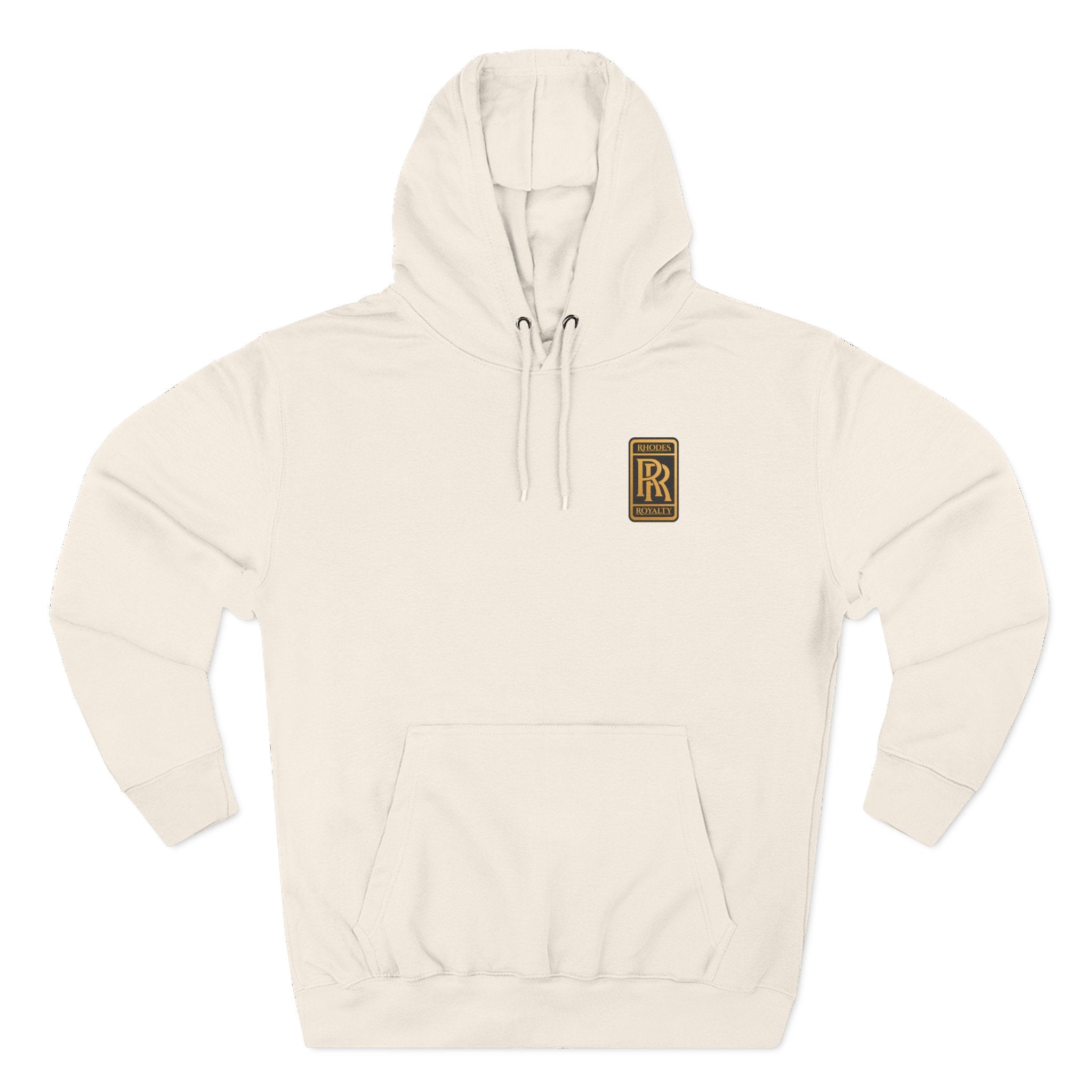 Rhodes Royalty RR Patch Hoodie — Three-Panel Fleece Hooded Sweatshirt