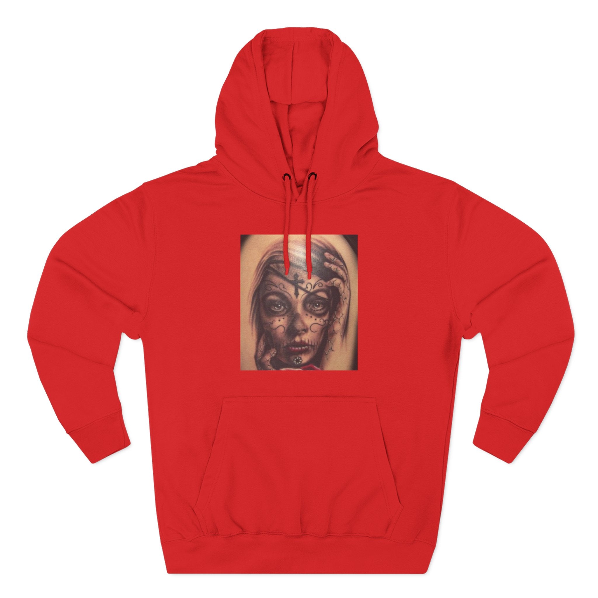 Girl Friends of the Dead Hoodie — Surreal Face Art Three-Panel Graphic Hoodie