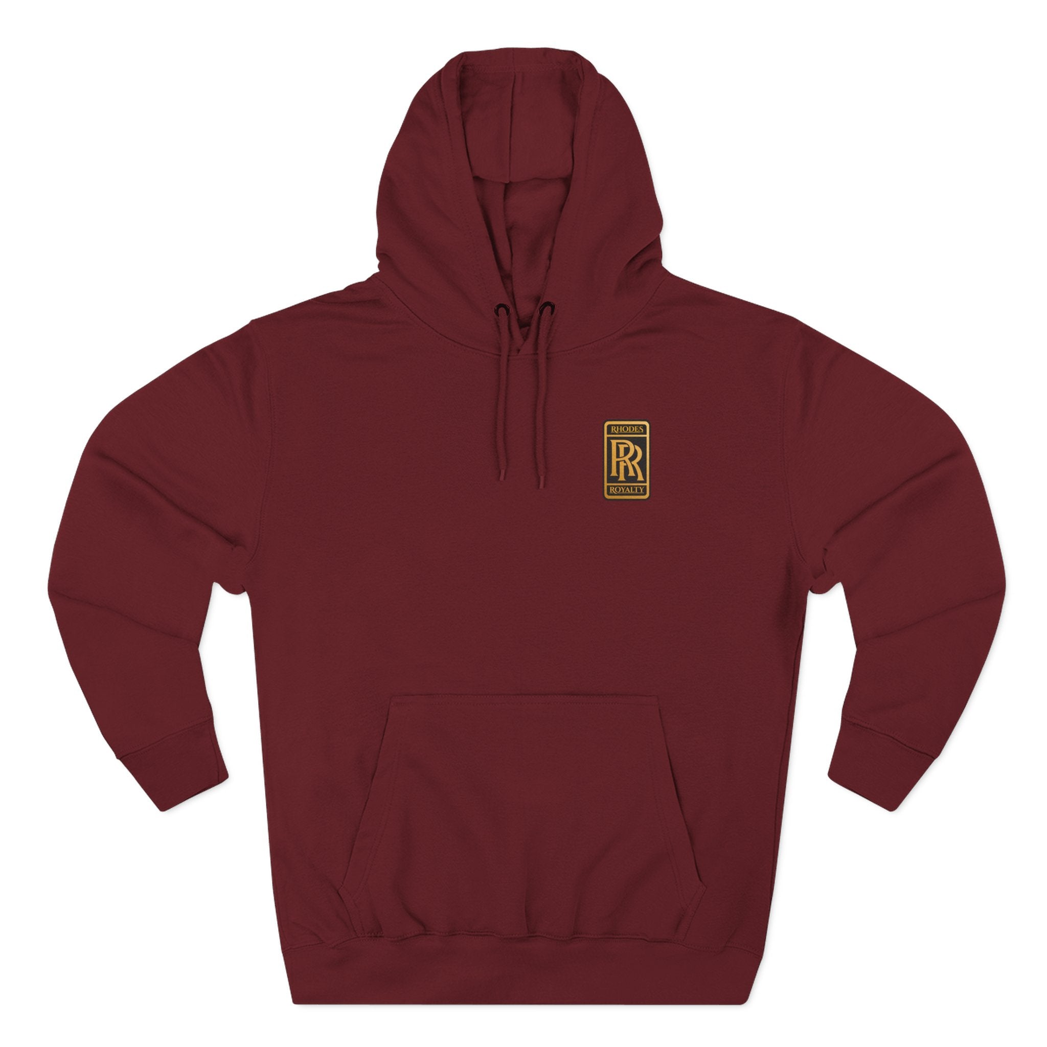 Rhodes Royalty RR Patch Hoodie — Three-Panel Fleece Hooded Sweatshirt