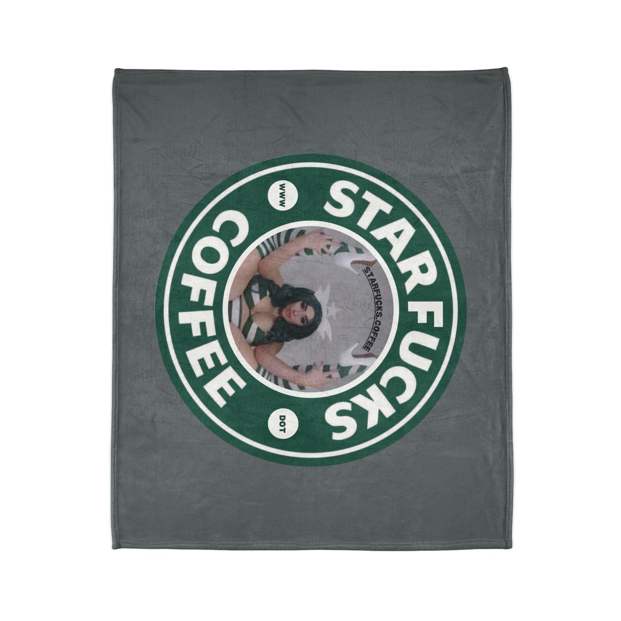 StarFucks.Coffee Plush Throw-Graphic Coffee Logo Blanket