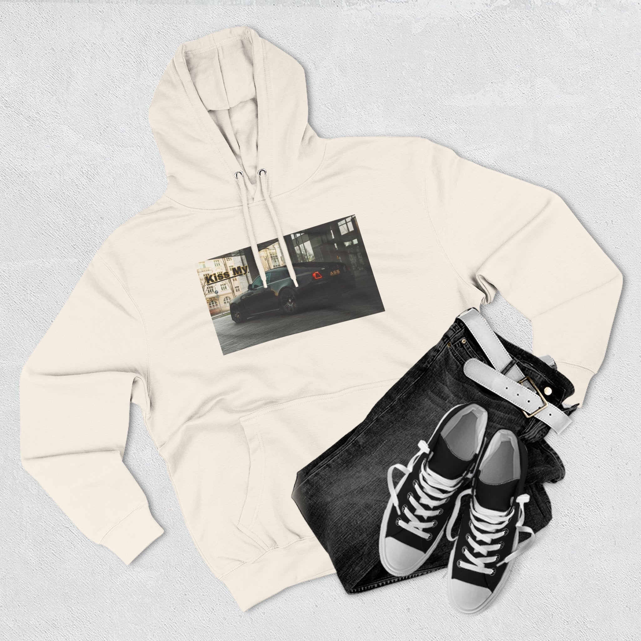 KISS MY license plate Photo Hoodie — Vintage Streetwear Pullover