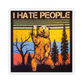 I Hate People Bear Sticker — Retro Vintage Bear Holding Beer Outdoor Laptop Decal