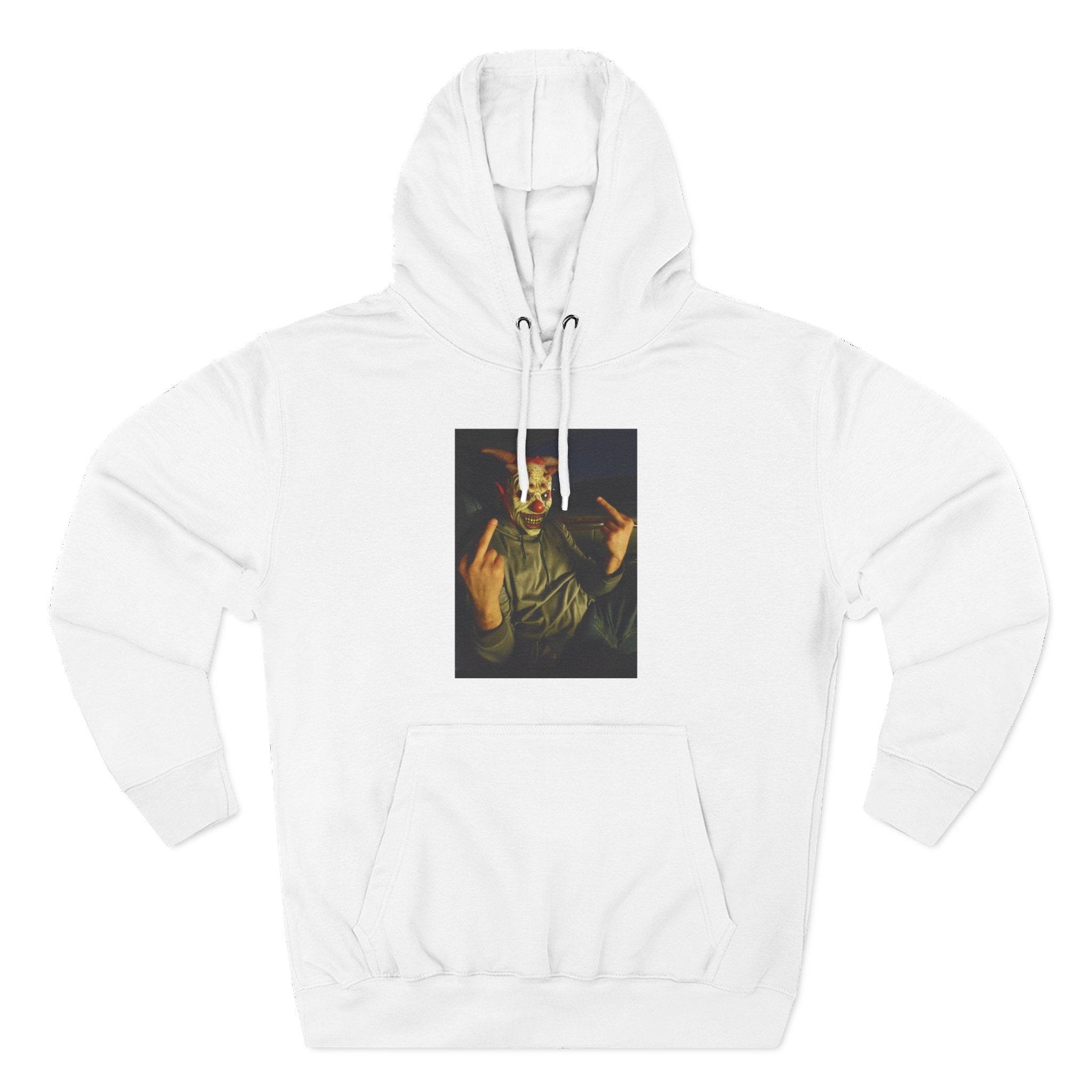 Scare Me Graphic Hoodie — Dark Art Portrait with Hand Gesture Print