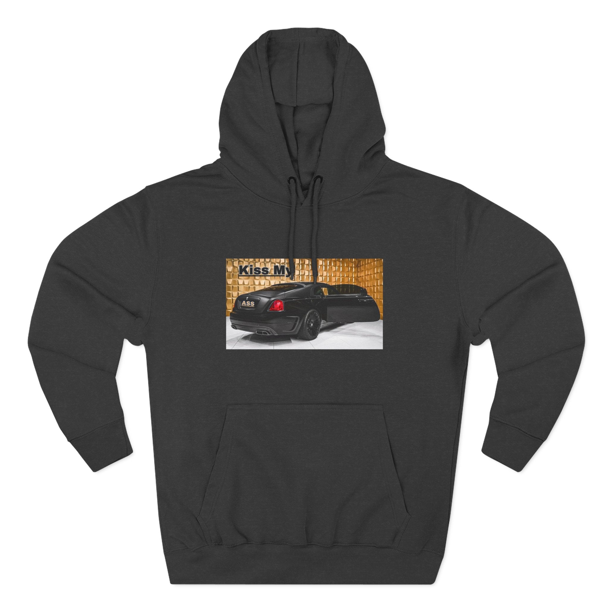 Kiss My  License plate Hoodie — Graphic Black Car Music Lover Pullover