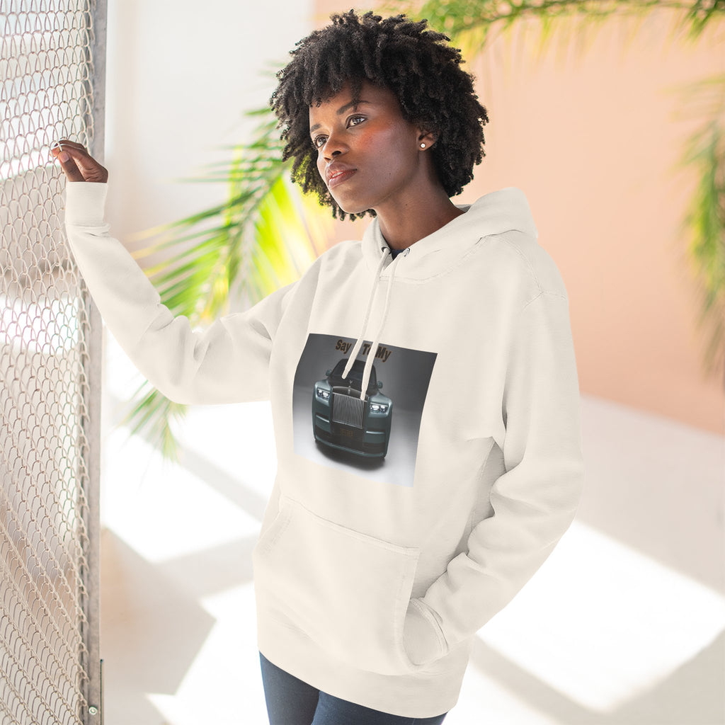 Say It To My Face RR-Style Three-Panel Fleece Sweatshirt- Luxury Car Front Graphic Hoodie —