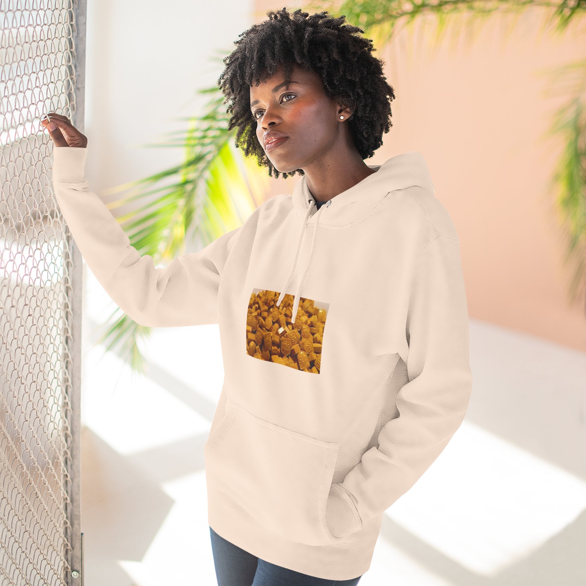 UPS Delivery Hoodie — Golden Nugget Pattern Chest Print Fleece Hoodie