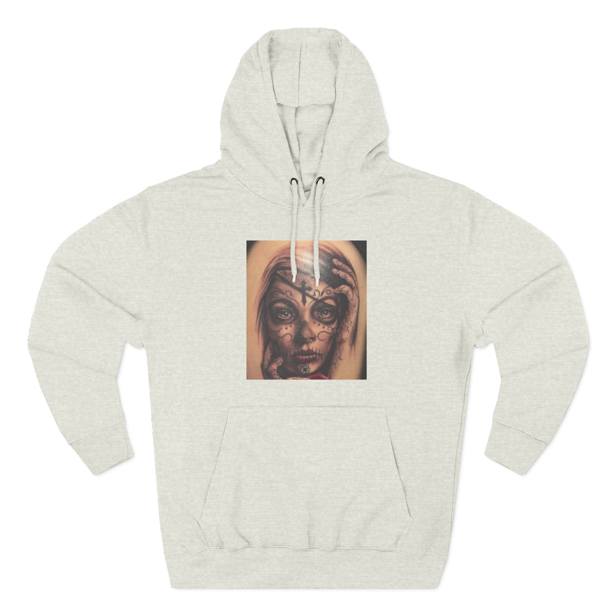 Girl Friends of the Dead Hoodie — Surreal Face Art Three-Panel Graphic Hoodie