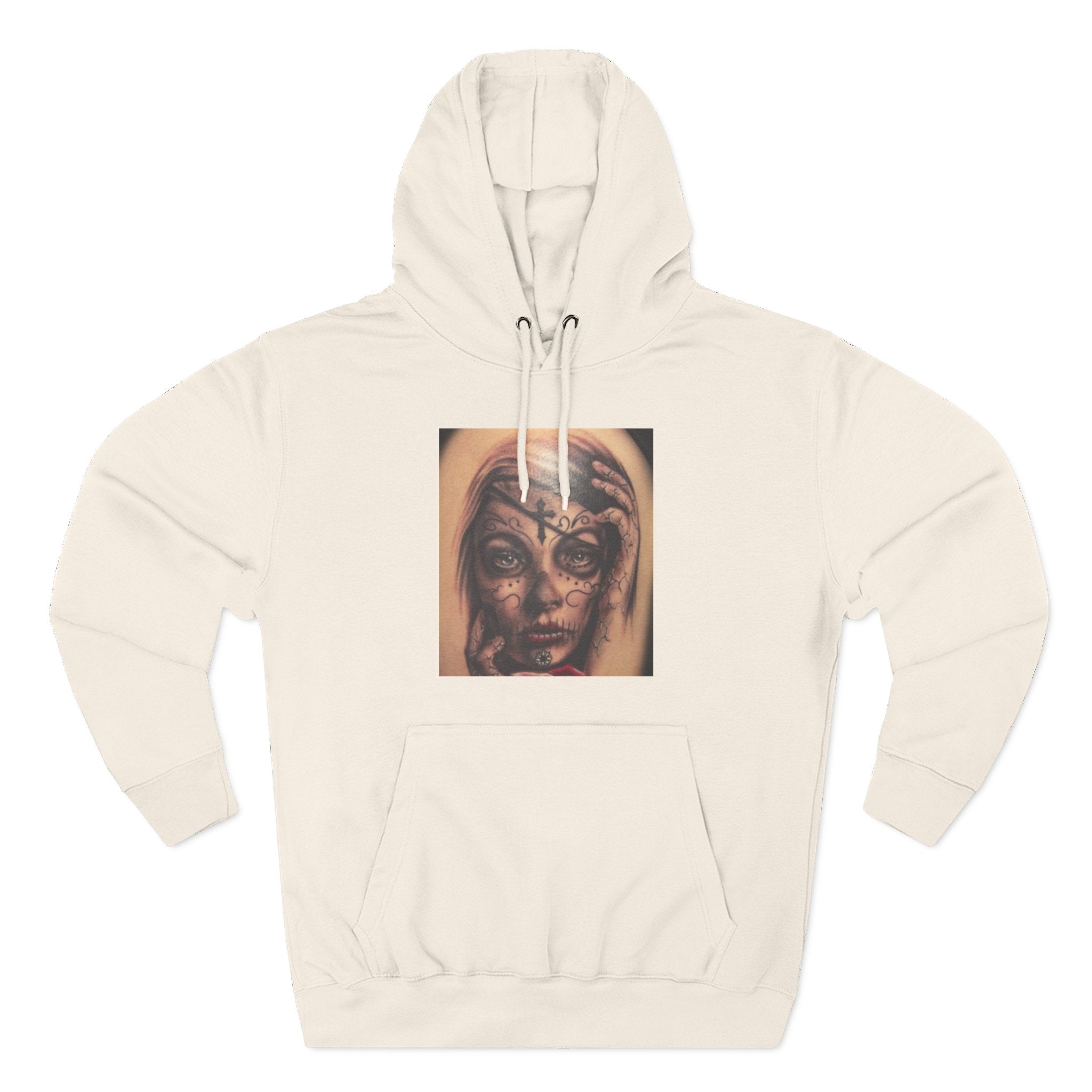 Girl Friends of the Dead Hoodie — Surreal Face Art Three-Panel Graphic Hoodie