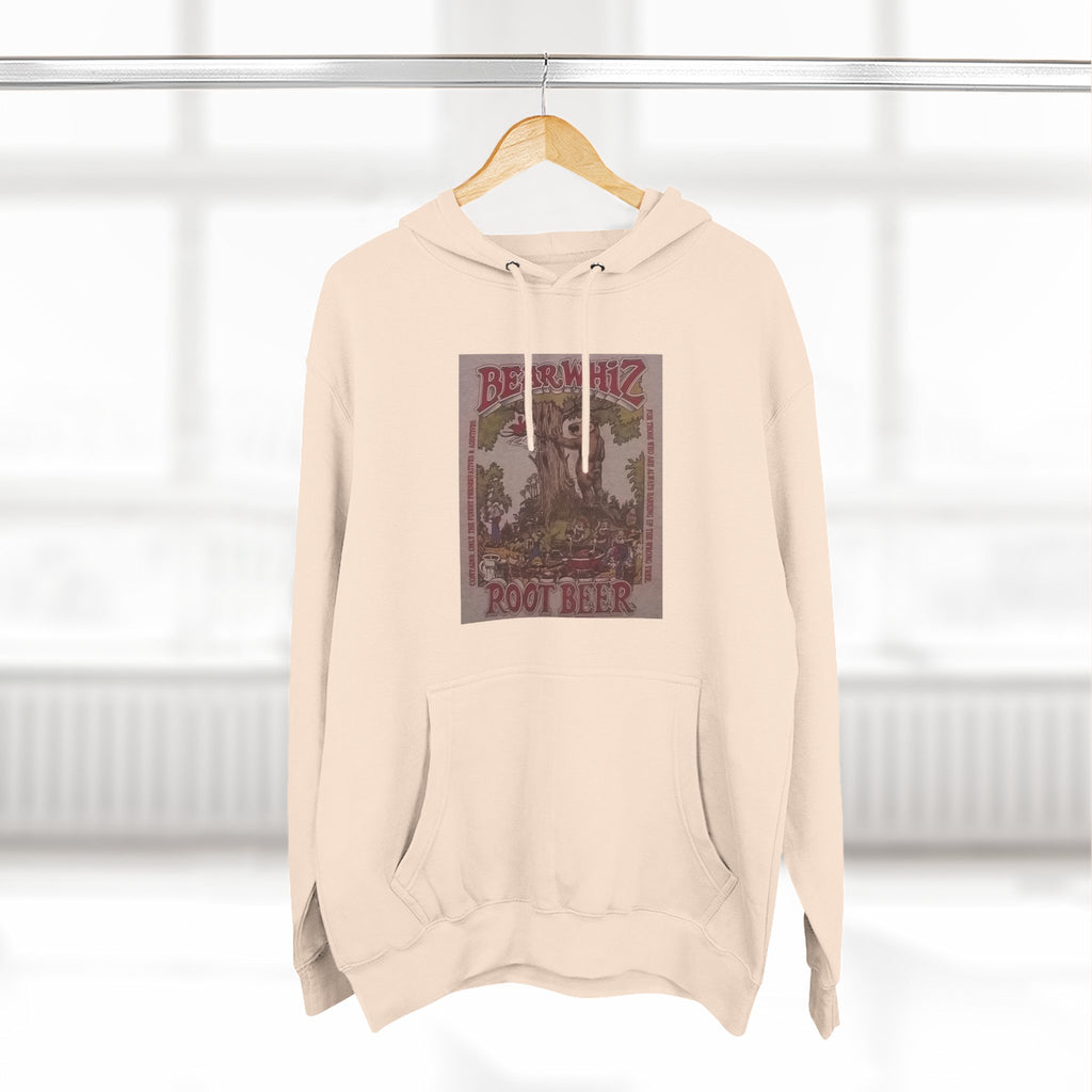 Bear Whiz Beer RootBeer  Vintage Label Hoodie — Retro Beverage Graphic Fleece Pullover