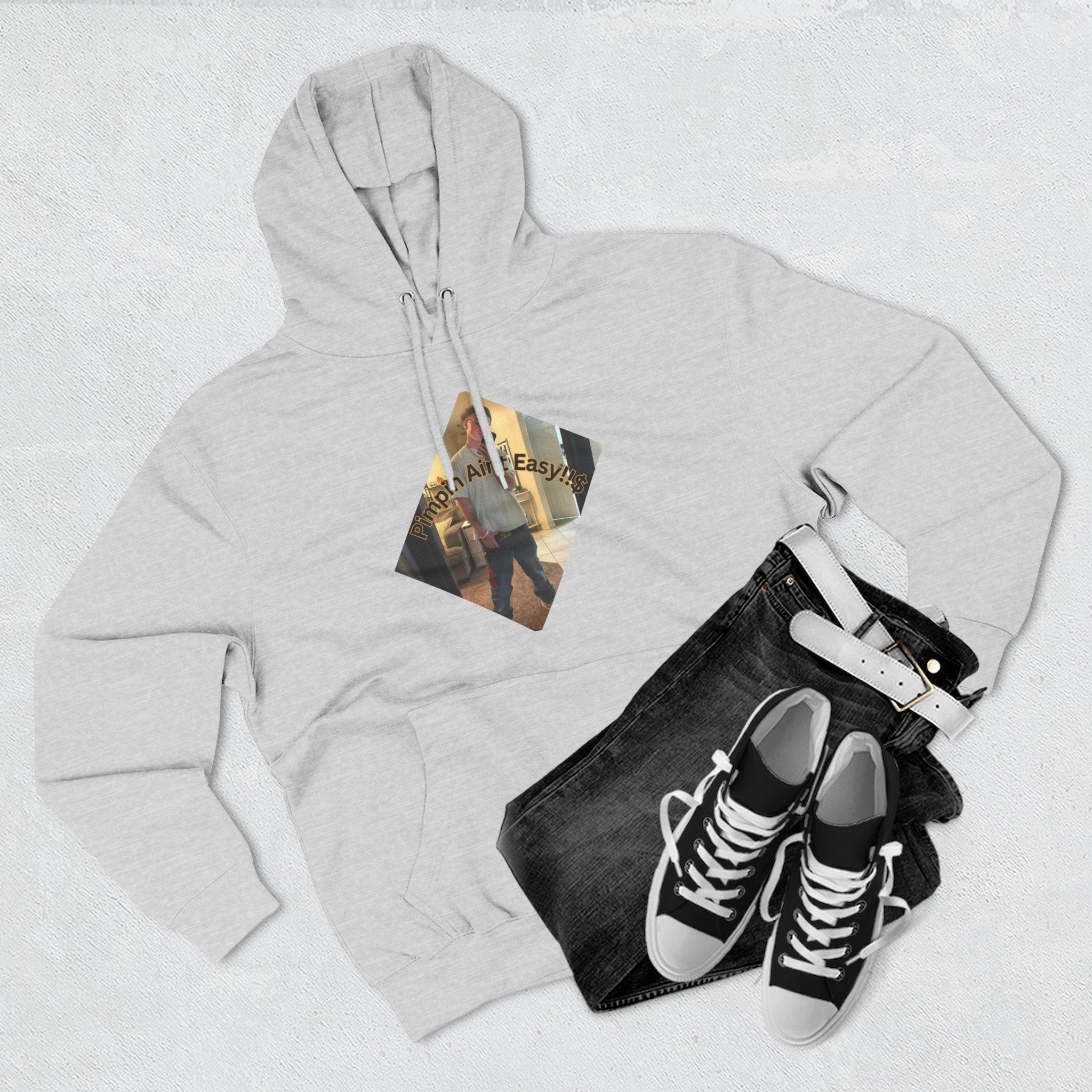 Pimpin Aint Easy (Ryder or Die Style)   Three-Panel Fleece Hoodie — Cozy Diamond Photo Graphic Pullover