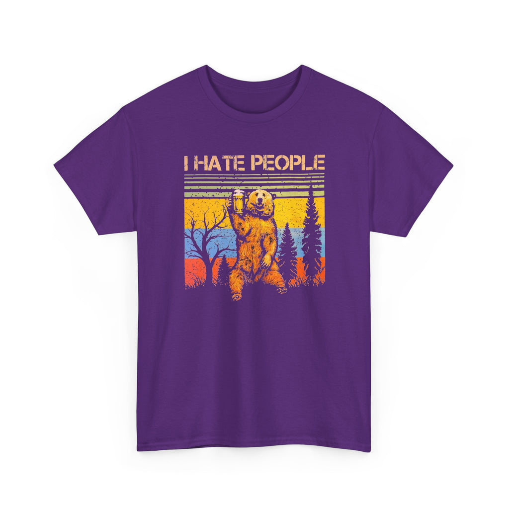 I Hate People Bear T‑Shirt — Retro Forest Graphic Tee