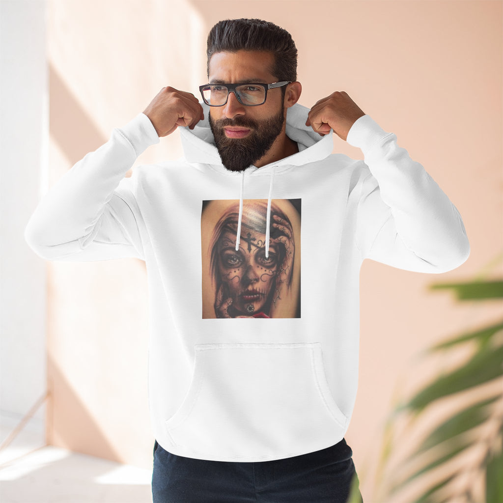Girl Friends of the Dead Hoodie — Surreal Face Art Three-Panel Graphic Hoodie