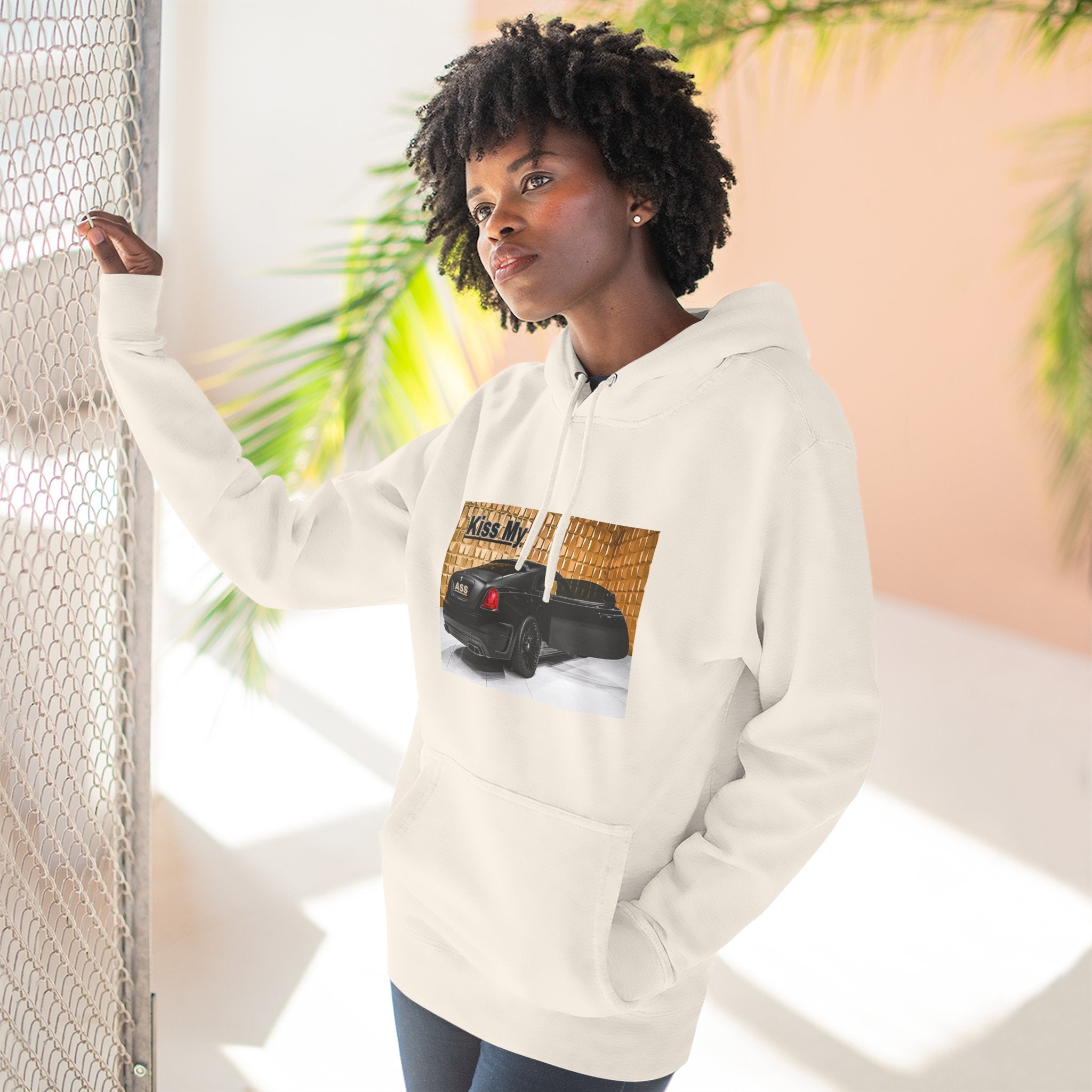 Kiss My  License plate Hoodie — Graphic Black Car Music Lover Pullover