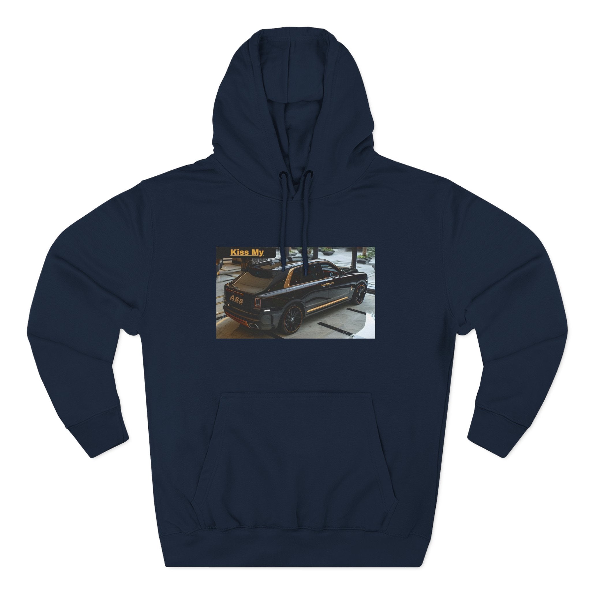 Kiss MY  License plate SUV Hoodie — Vintage Black Muscle Car Graphic Pullover