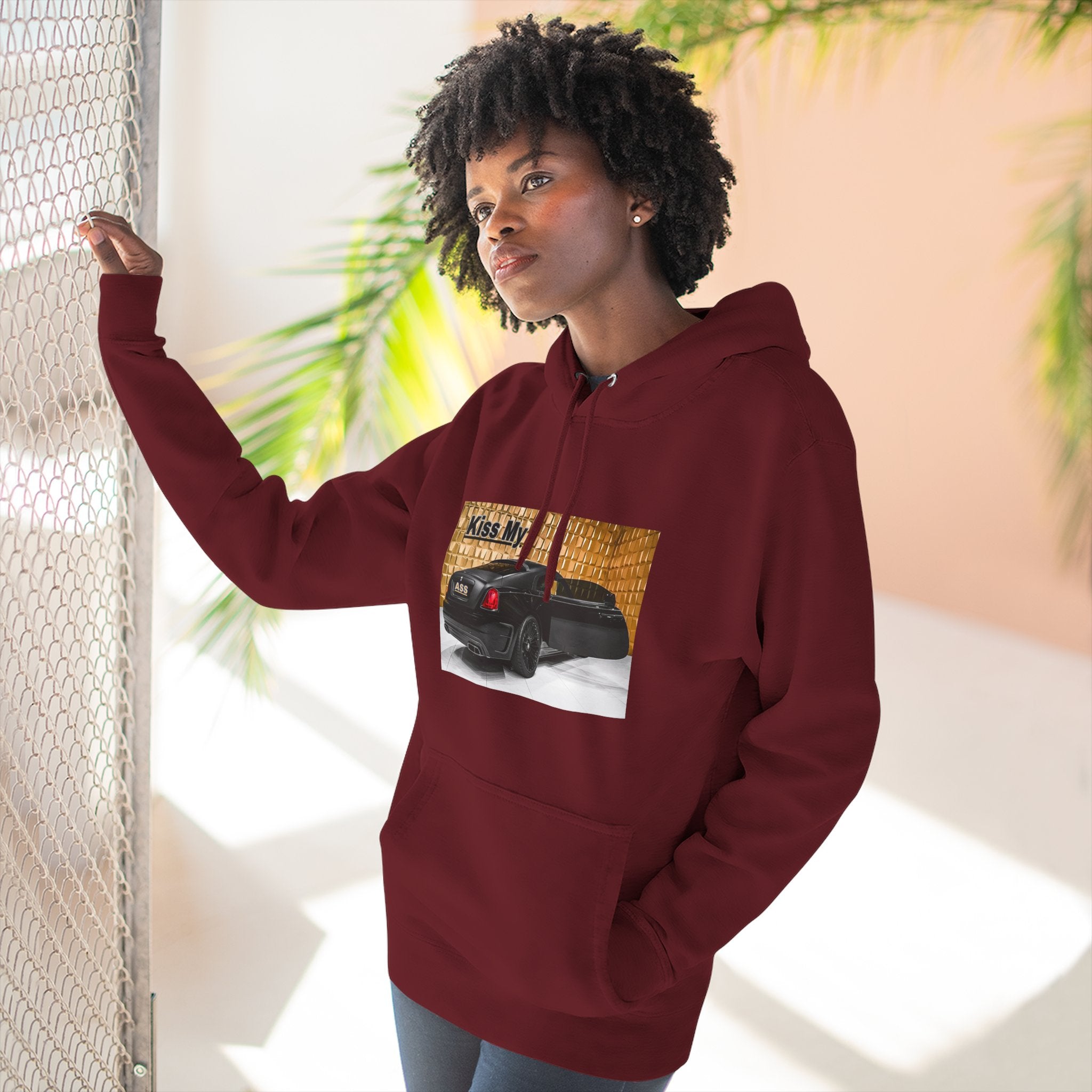 Kiss My  License plate Hoodie — Graphic Black Car Music Lover Pullover