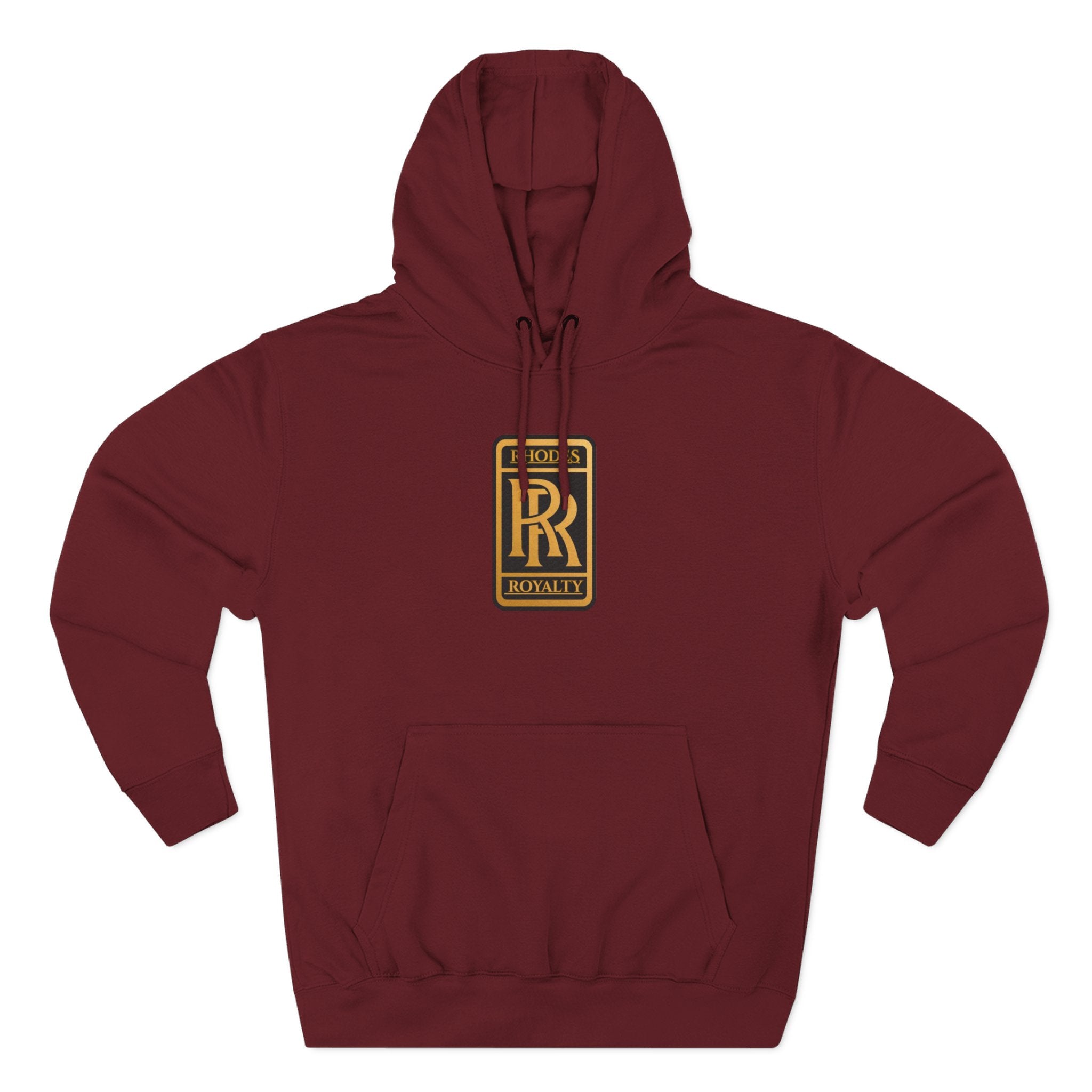 Rhodes Royalty Logo Hoodie — Gold Emblem Fleece Pullover