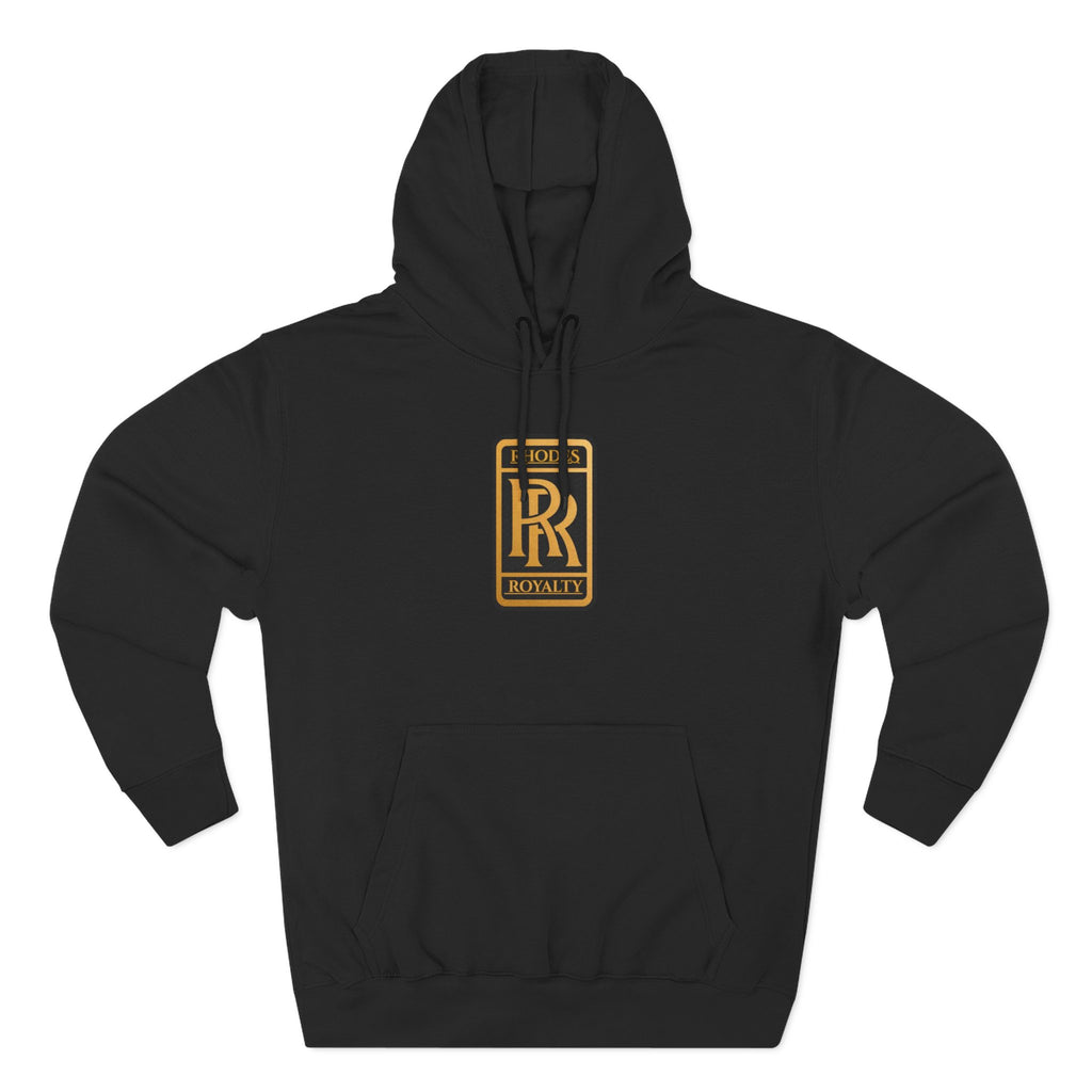 Rhodes Royalty Logo Hoodie — Gold Emblem Fleece Pullover