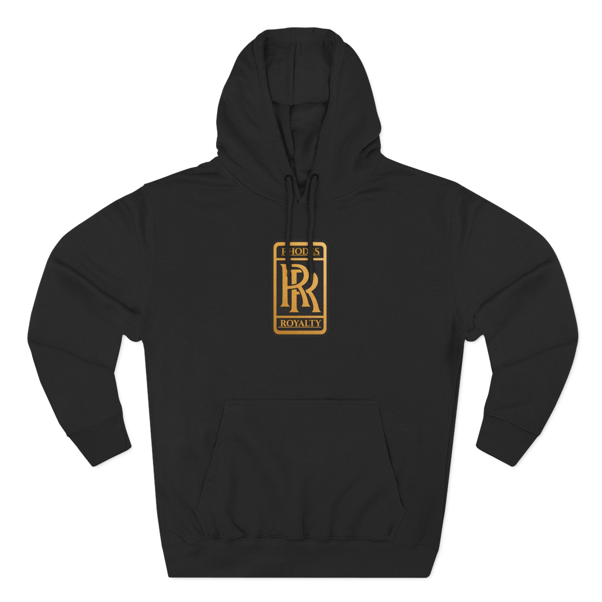 Rhodes Royalty Logo Hoodie — Gold Emblem Fleece Pullover