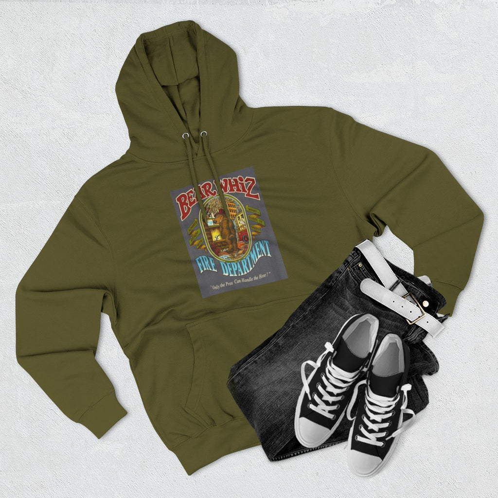 Bear Whiz Fire Department Hoodie — Vintage Bear Whiz Three-Panel Design
