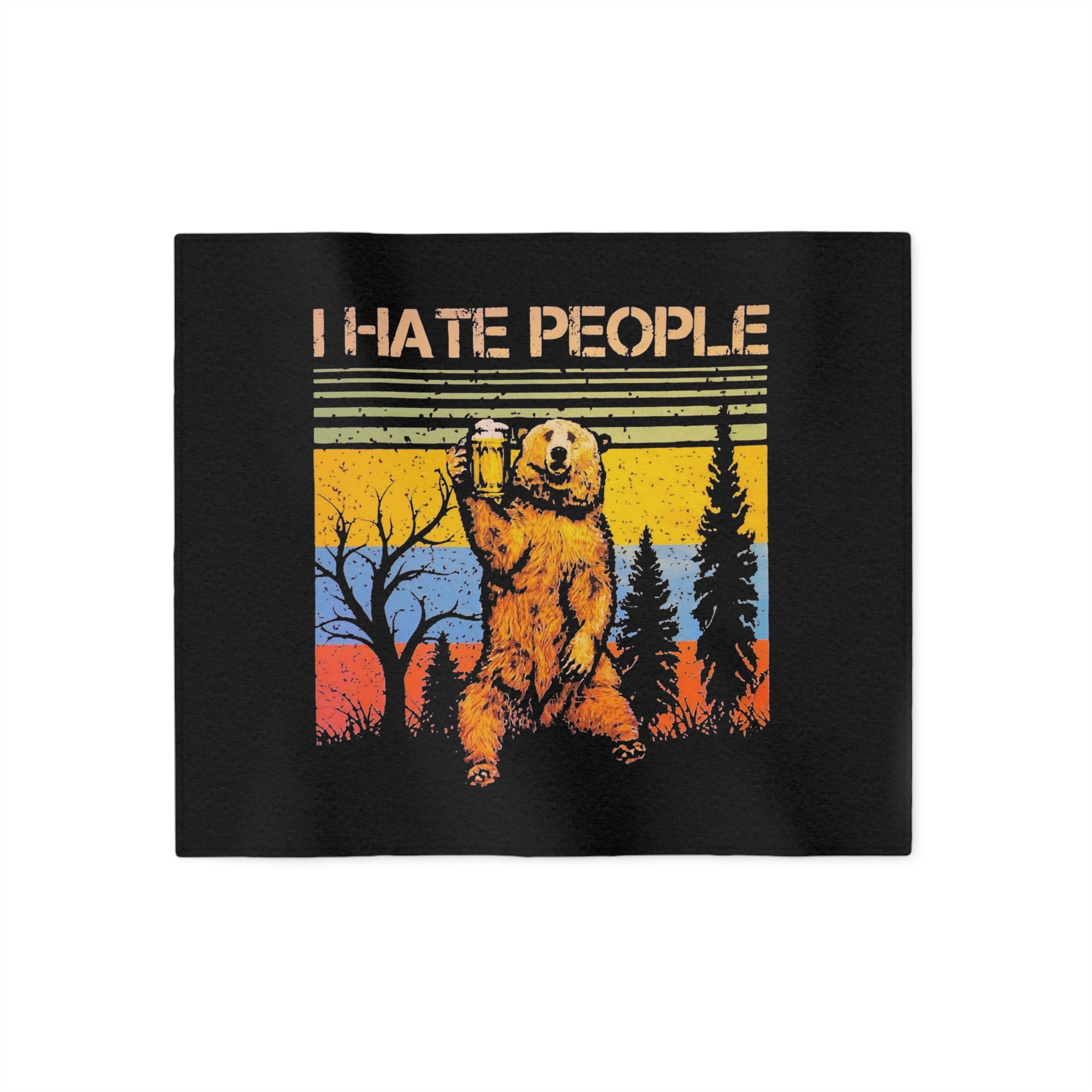 I Hate People Bear Sweatshirt Blanket — Retro Nature Throw for Introverts
