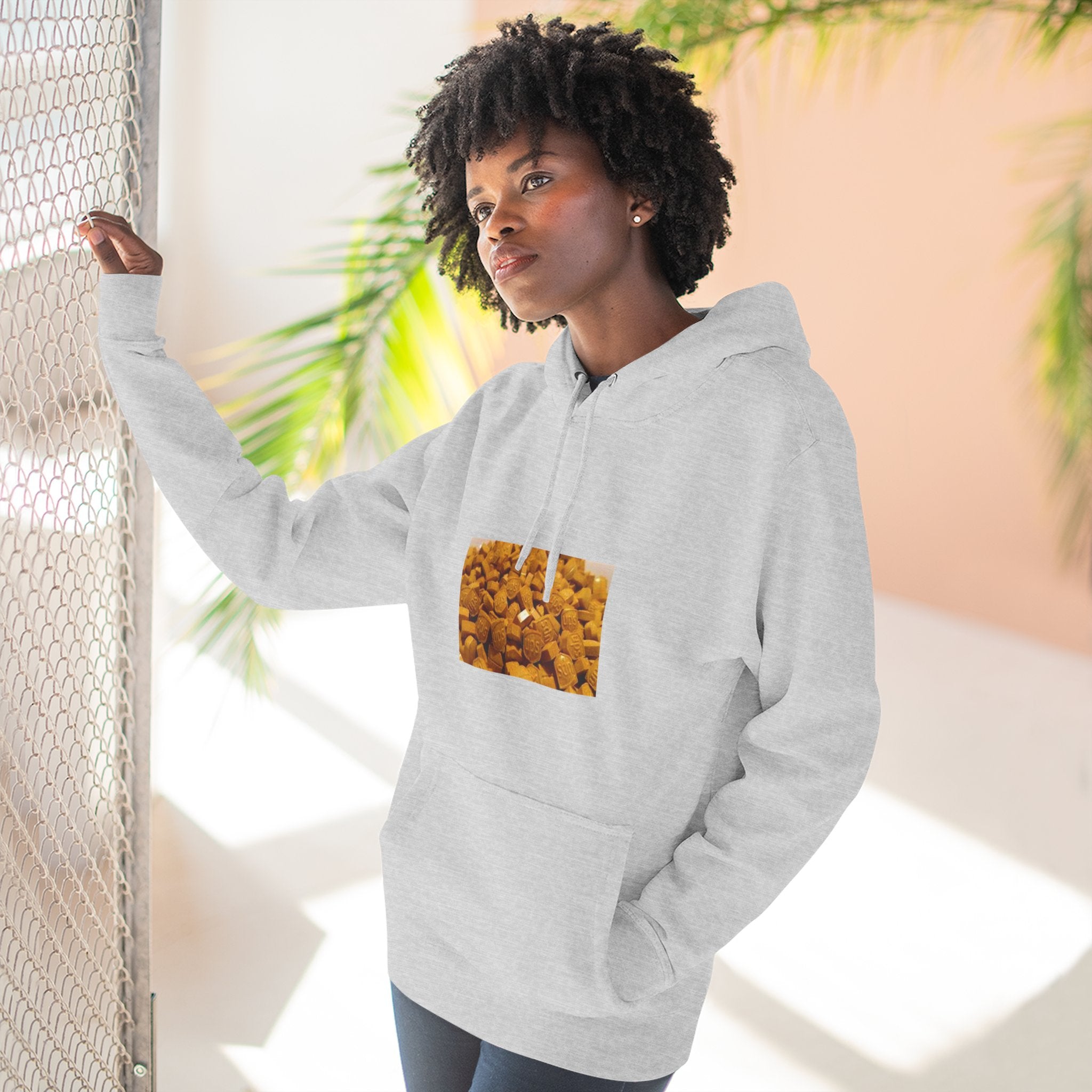 UPS Delivery Hoodie — Golden Nugget Pattern Chest Print Fleece Hoodie