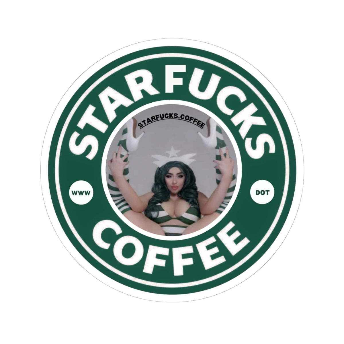 StarFucks.Coffee Sticker (Kiss-Cut) — Round Vinyl Decal laptop car truck window door clothing