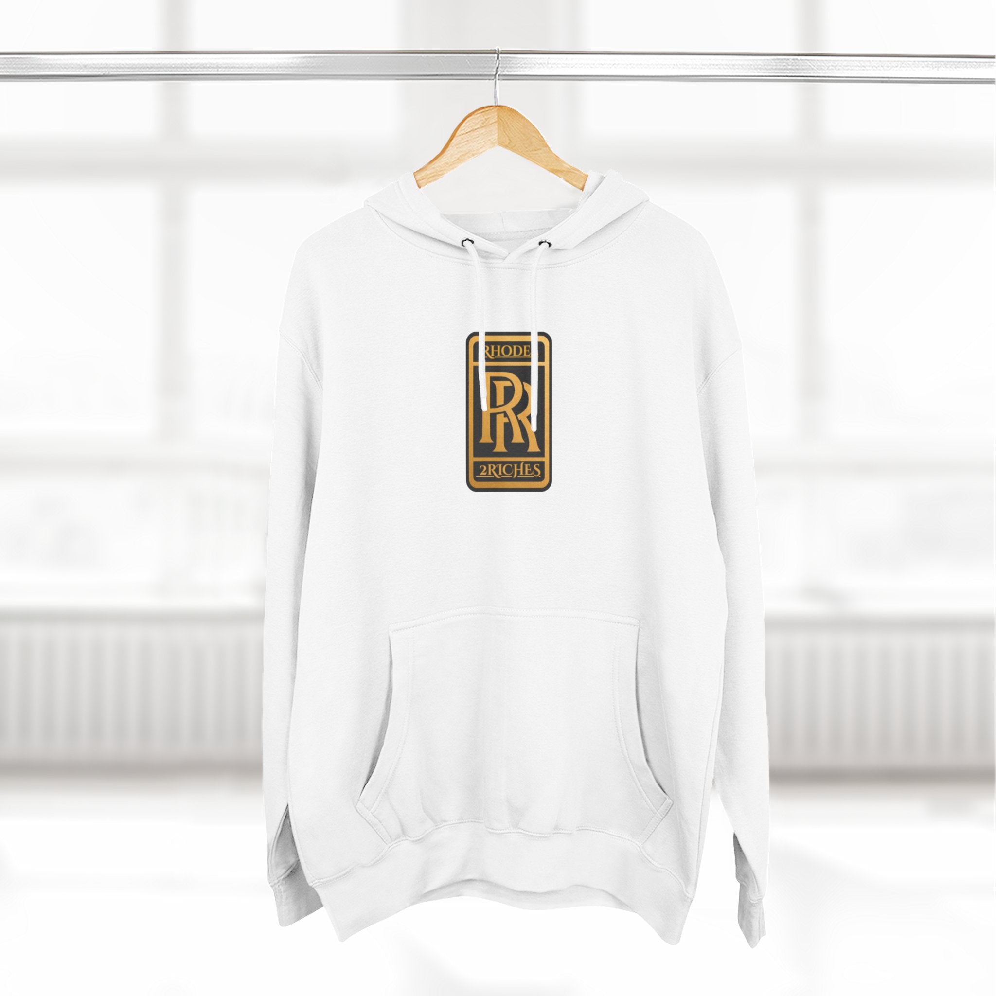 RHODES 2 RICHES  Luxury Monogram Hoodie — Gold RR Crest Fleece Pullover