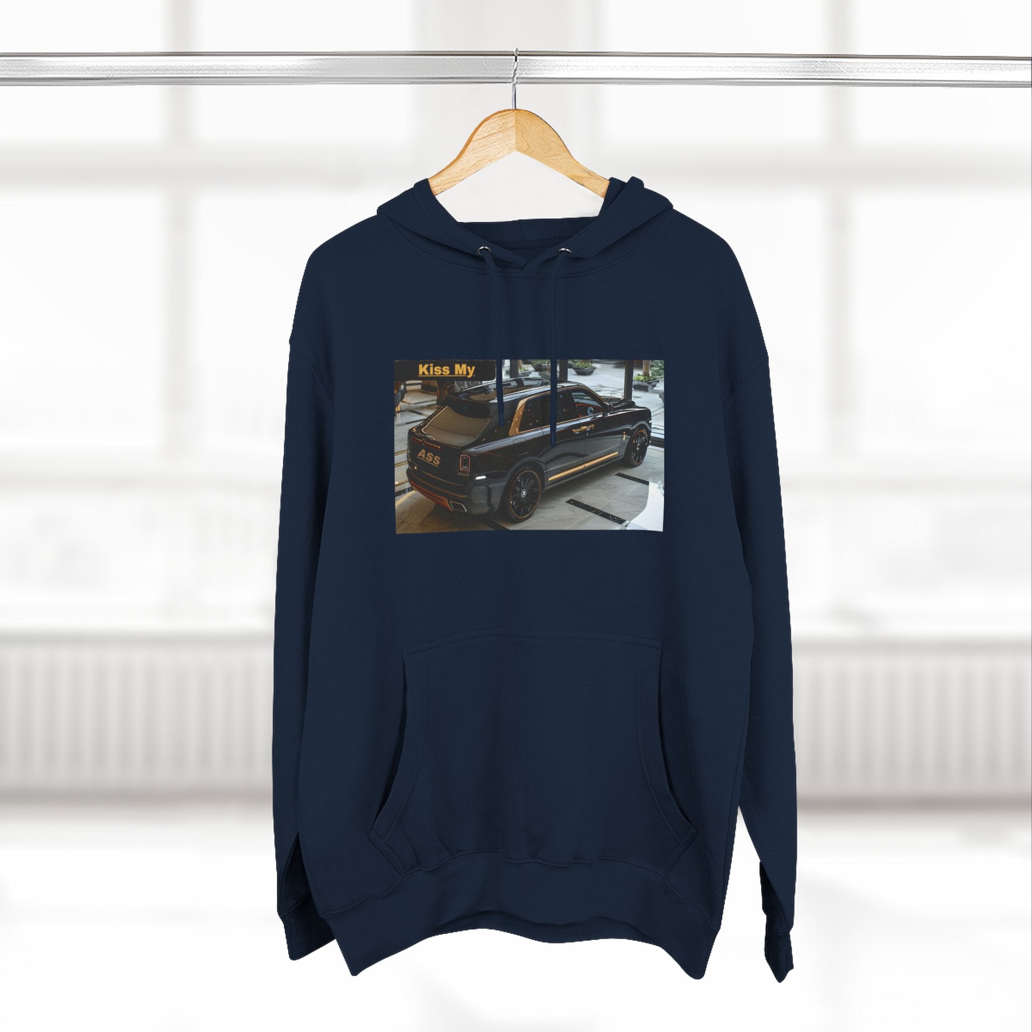 Kiss MY  License plate SUV Hoodie — Vintage Black Muscle Car Graphic Pullover