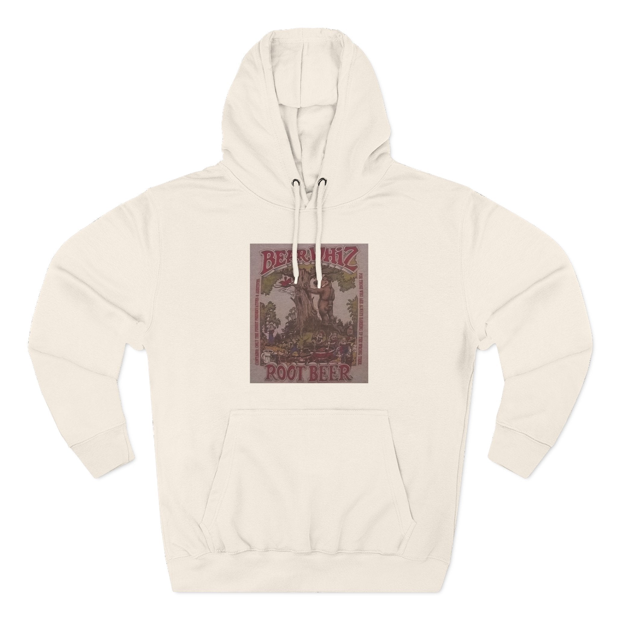Bear Whiz Beer RootBeer  Vintage Label Hoodie — Retro Beverage Graphic Fleece Pullover