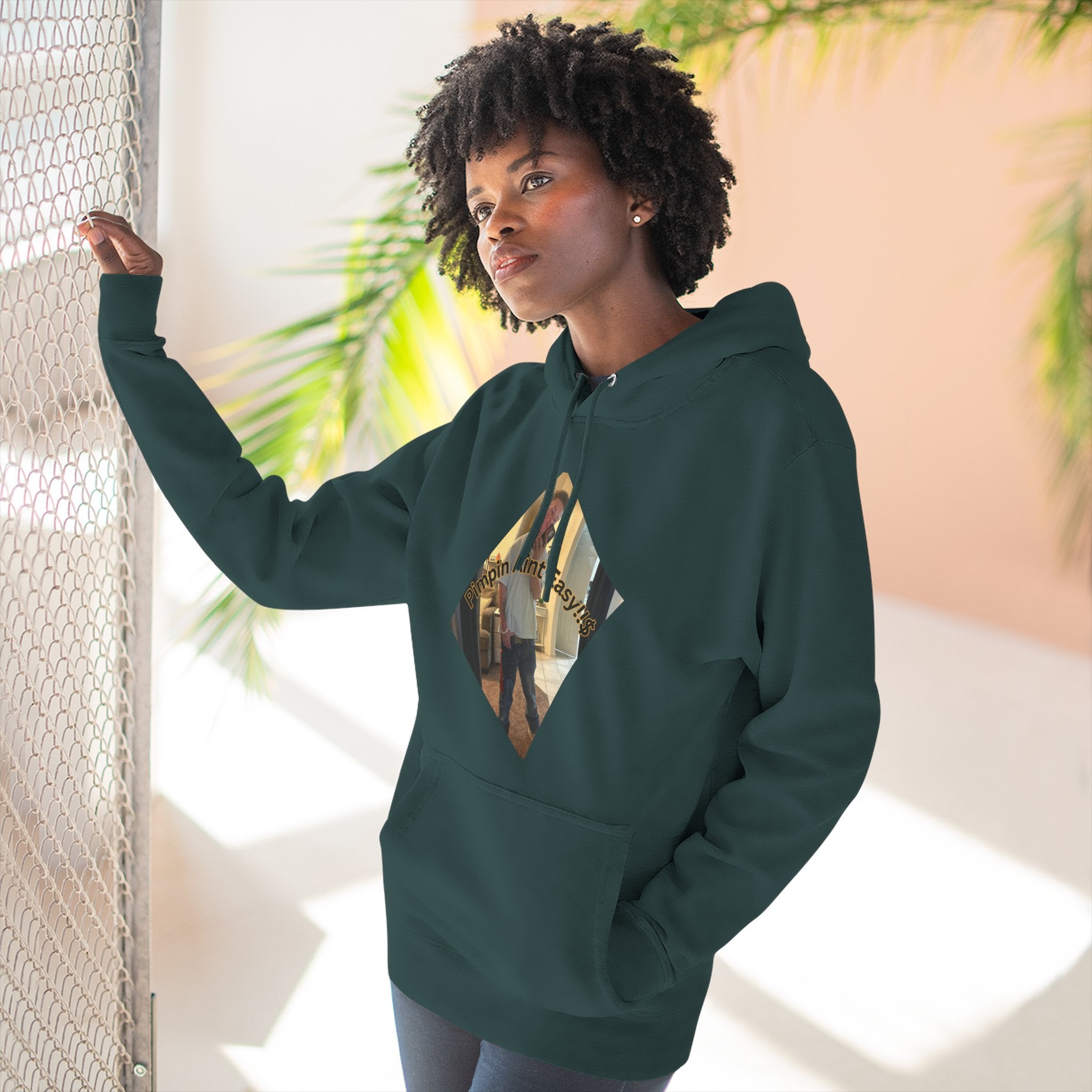 Pimpin Aint Easy (Ryder or Die Style)   Three-Panel Fleece Hoodie — Cozy Diamond Photo Graphic Pullover