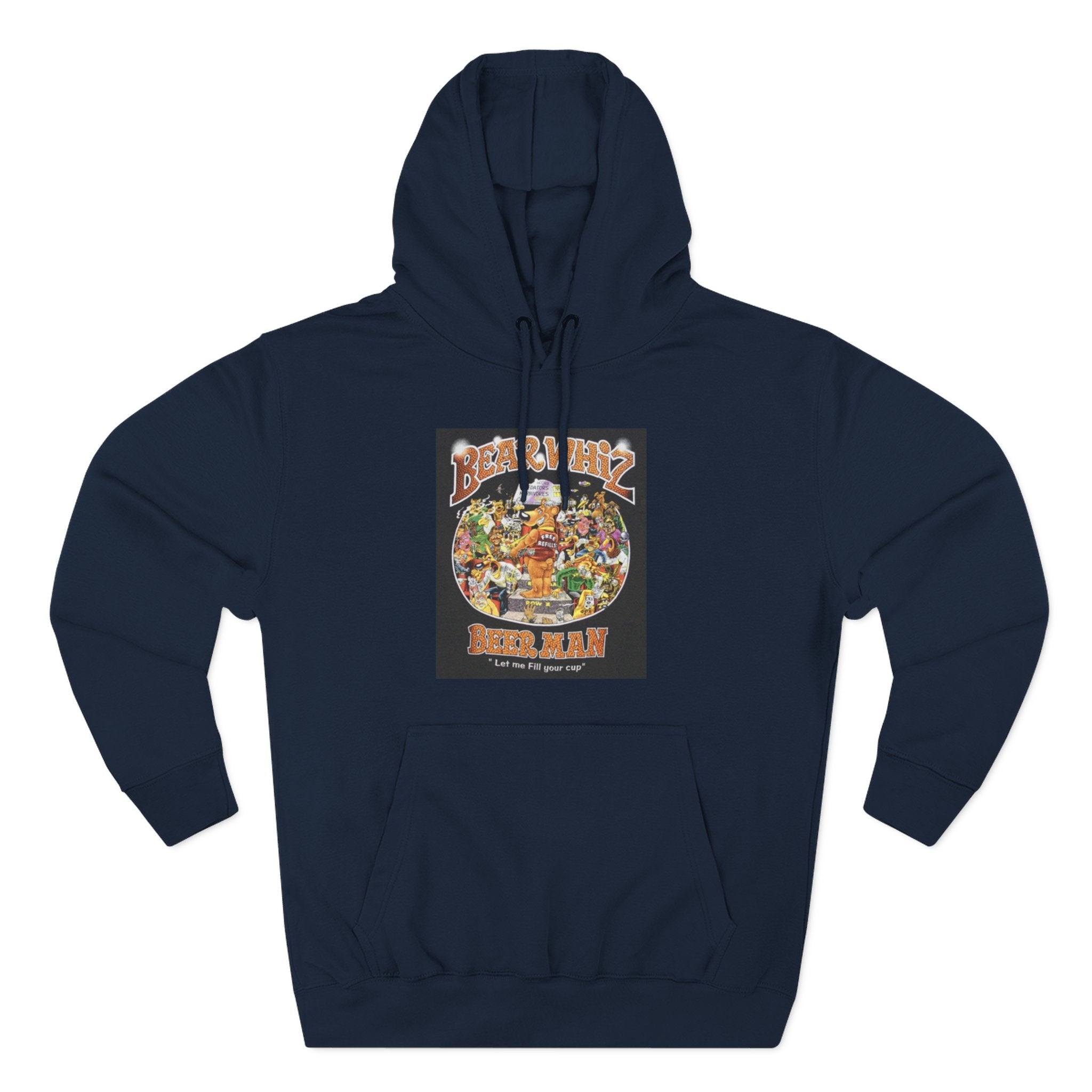 Bear Whiz Beer Fill-em Up Hoodie — Retro Collage Pullover