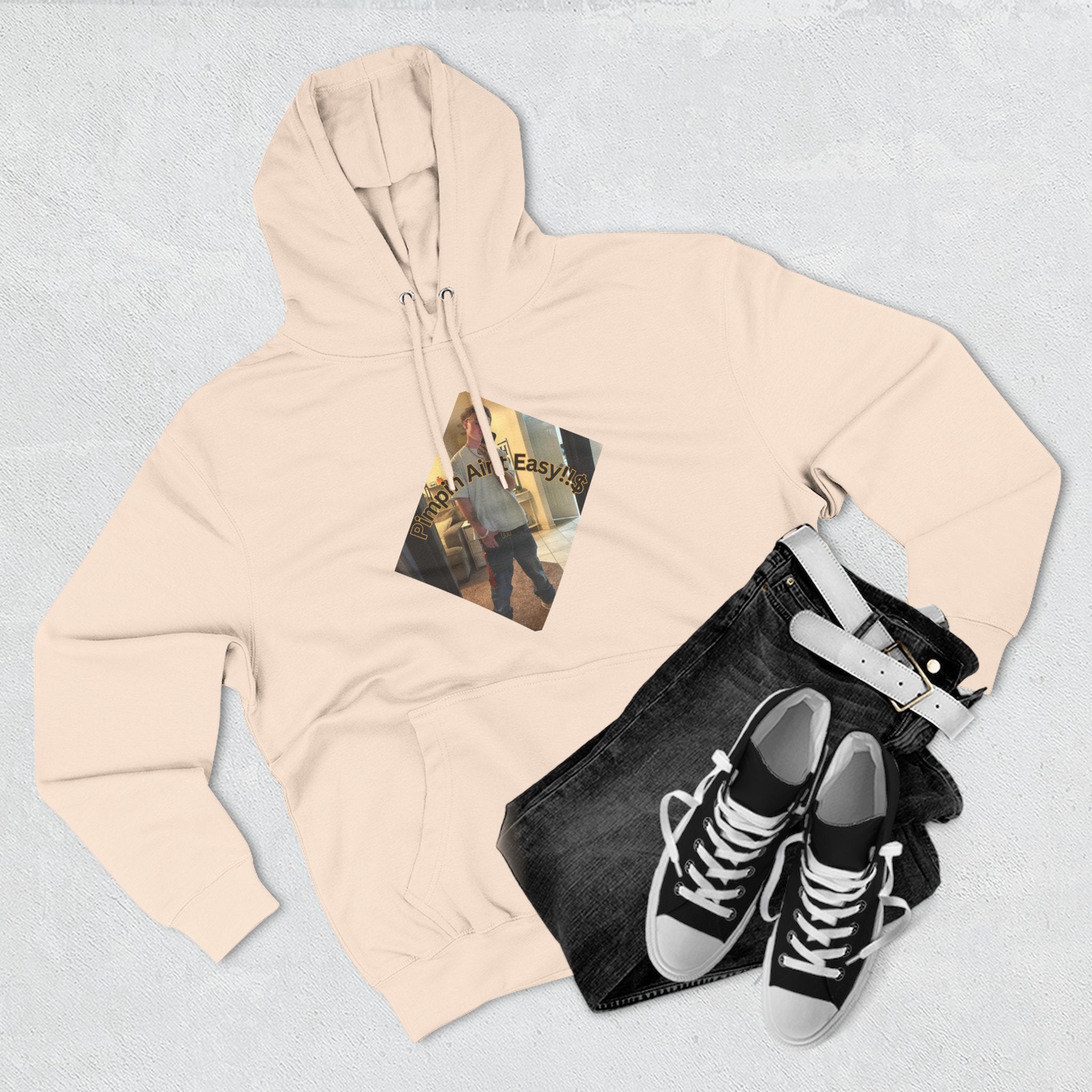 Pimpin Aint Easy (Ryder or Die Style)   Three-Panel Fleece Hoodie — Cozy Diamond Photo Graphic Pullover