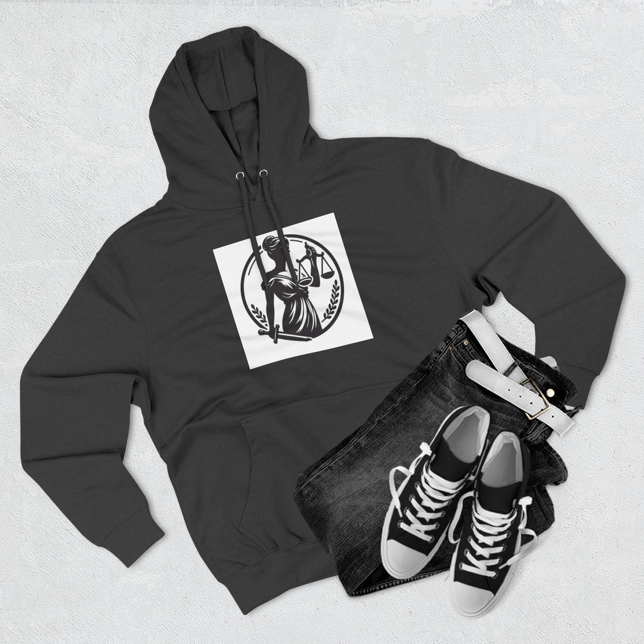 Lady Justice Scales Hoodie — Legal Lawyer Lawyerhood Emblem Sweatshirt