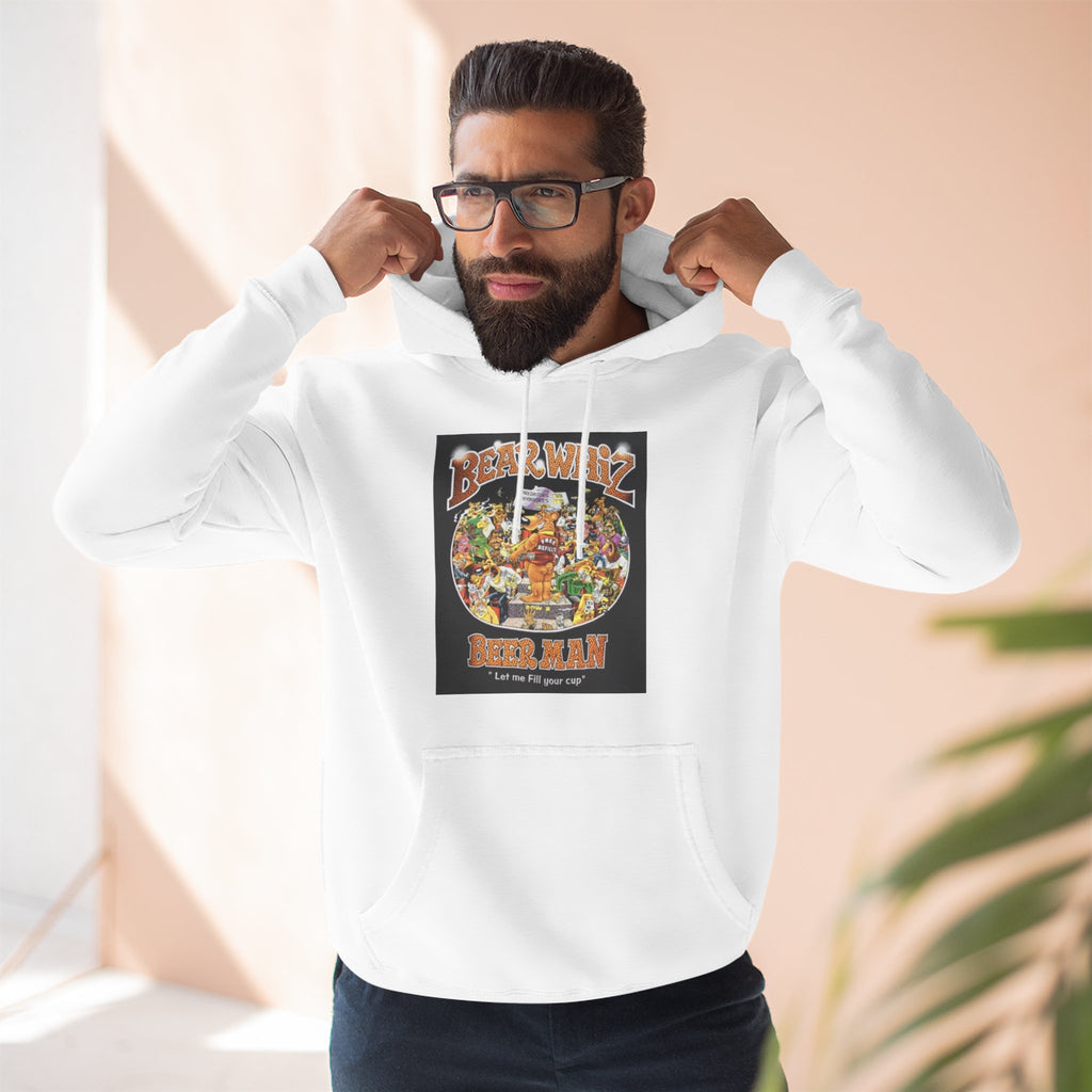 Bear Whiz Beer Fill-em Up Hoodie — Retro Collage Pullover