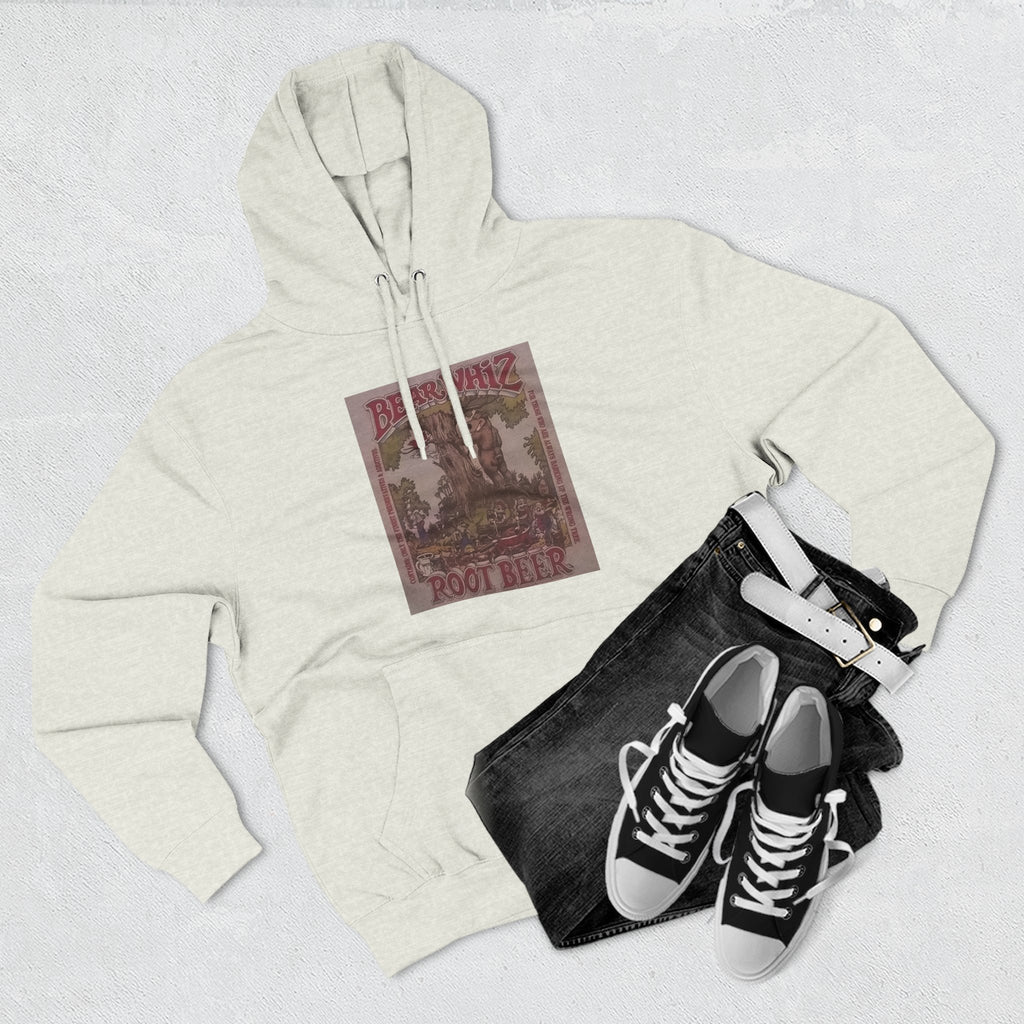 Bear Whiz Beer RootBeer  Vintage Label Hoodie — Retro Beverage Graphic Fleece Pullover