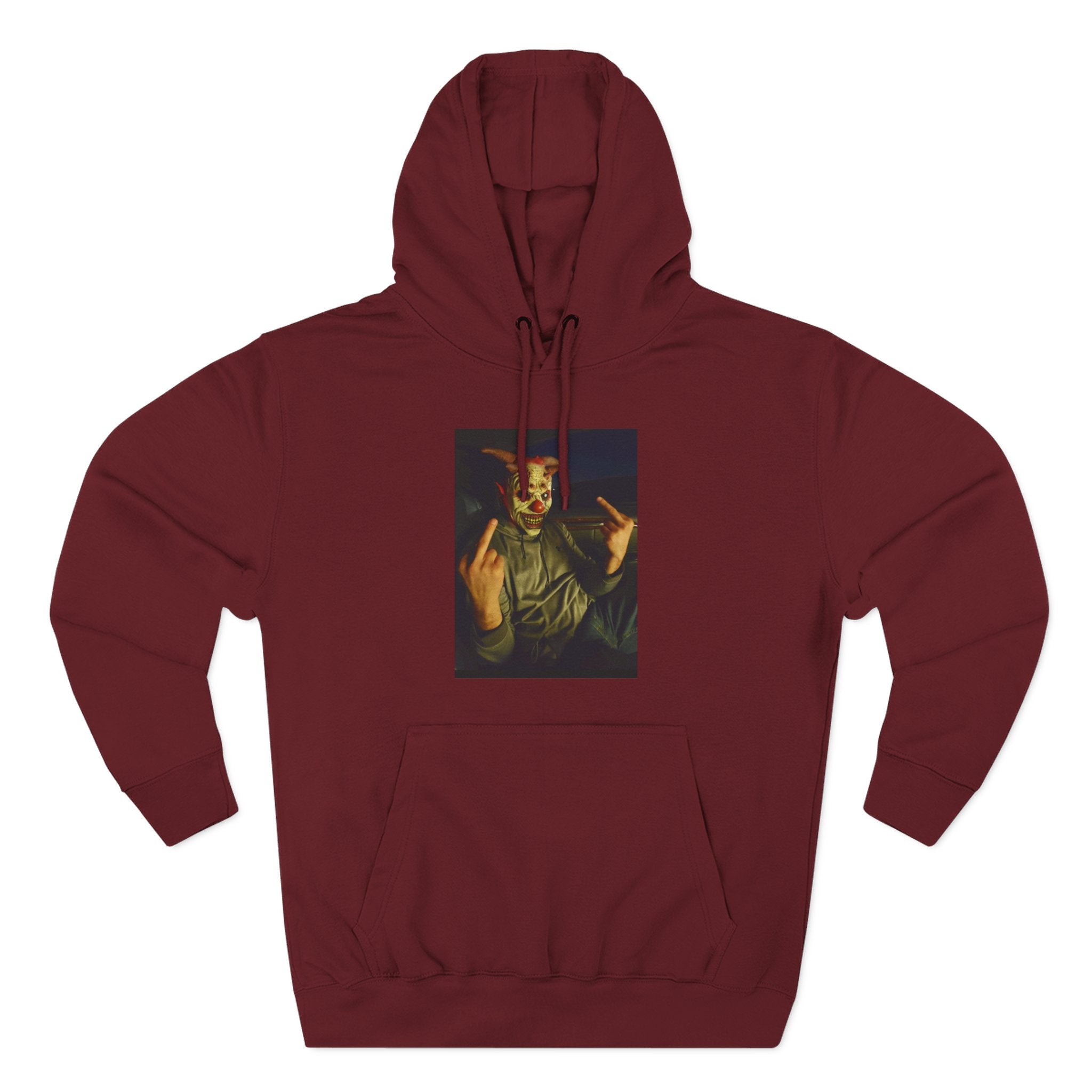 Scare Me Graphic Hoodie — Dark Art Portrait with Hand Gesture Print