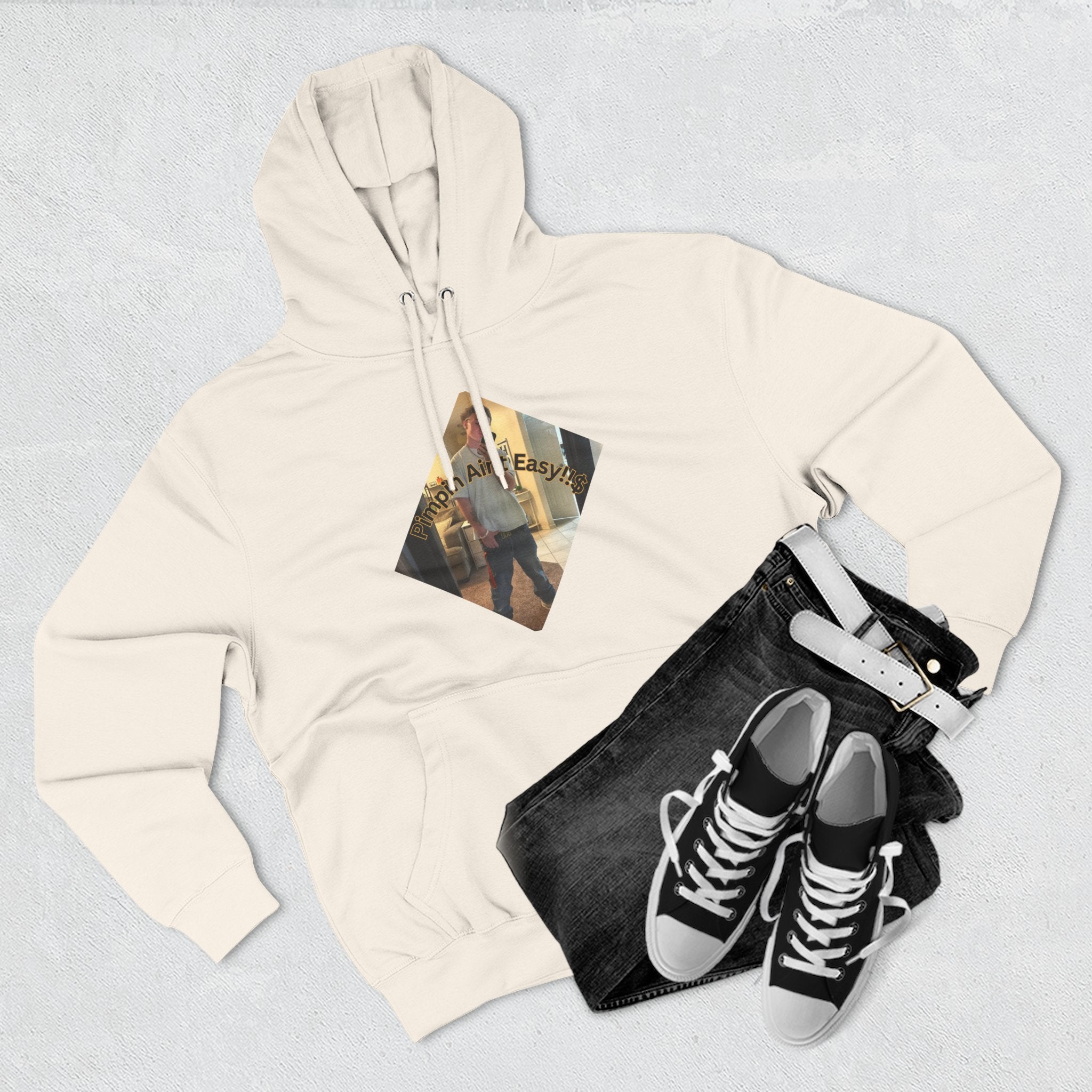 Pimpin Aint Easy (Ryder or Die Style)   Three-Panel Fleece Hoodie — Cozy Diamond Photo Graphic Pullover
