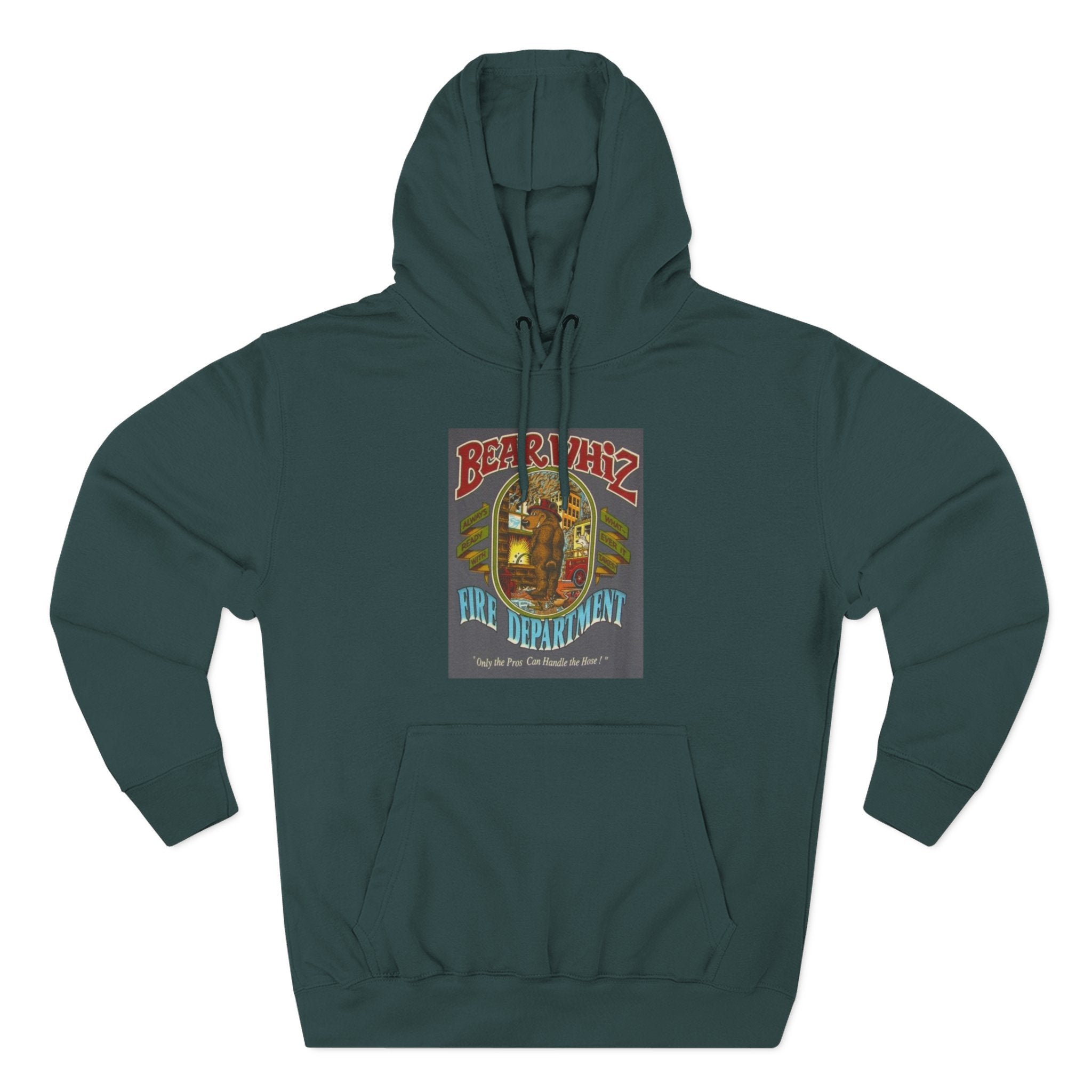 Bear Whiz Fire Department Hoodie — Vintage Bear Whiz Three-Panel Design