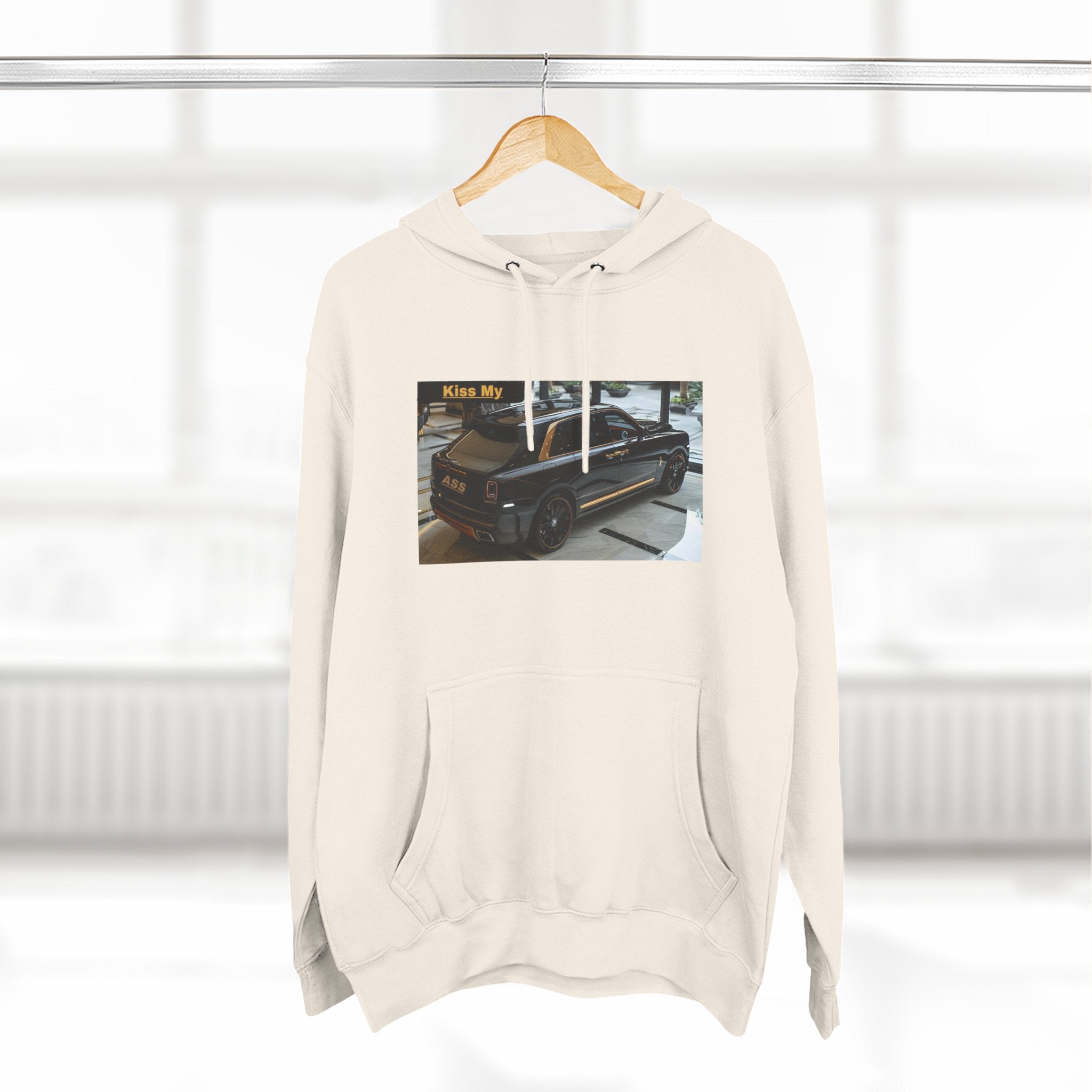 Kiss MY  License plate SUV Hoodie — Vintage Black Muscle Car Graphic Pullover