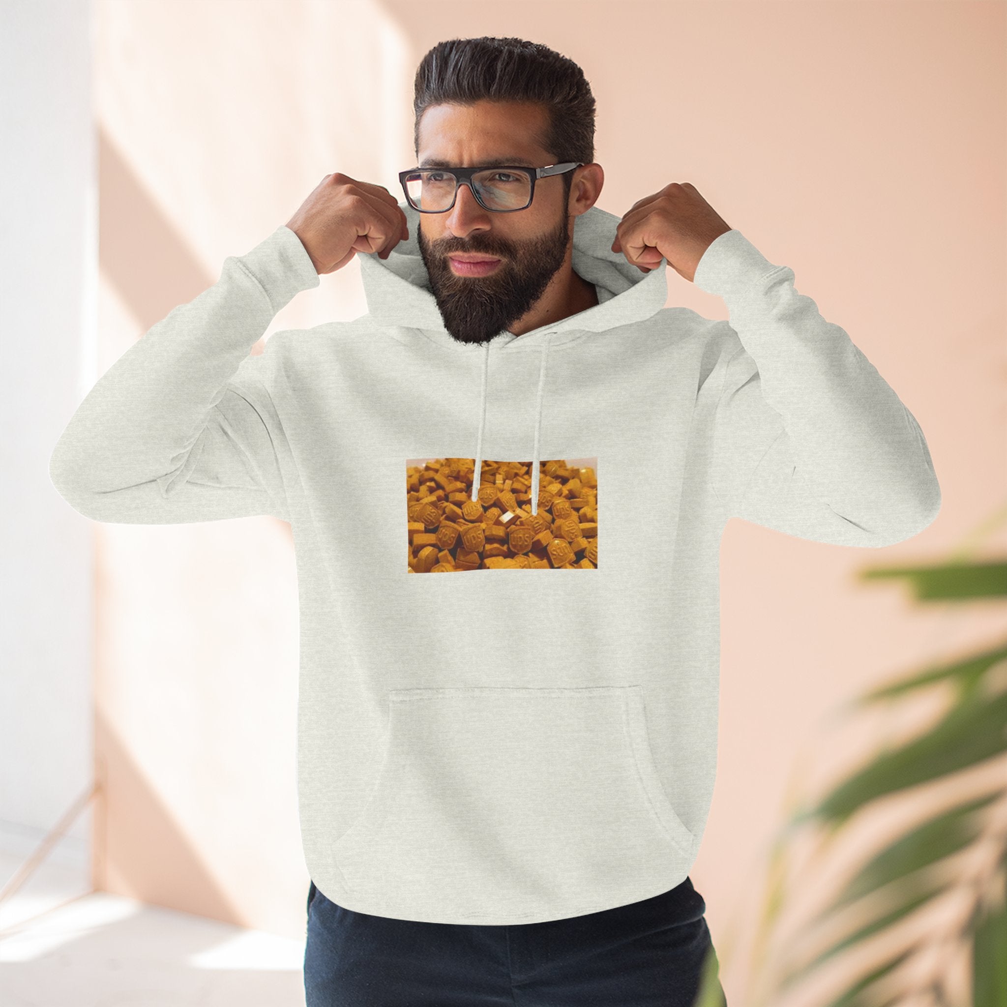 UPS Delivery Hoodie — Golden Nugget Pattern Chest Print Fleece Hoodie