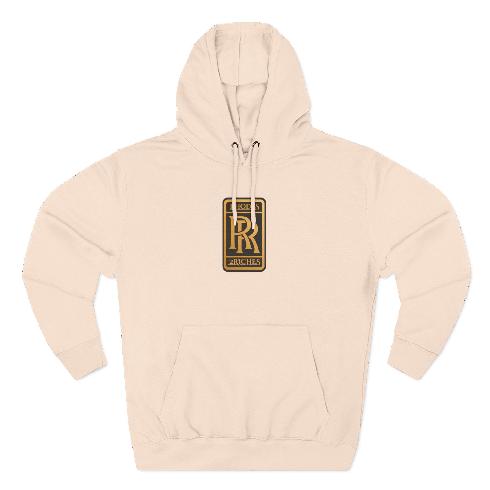 RHODES 2 RICHES  Luxury Monogram Hoodie — Gold RR Crest Fleece Pullover