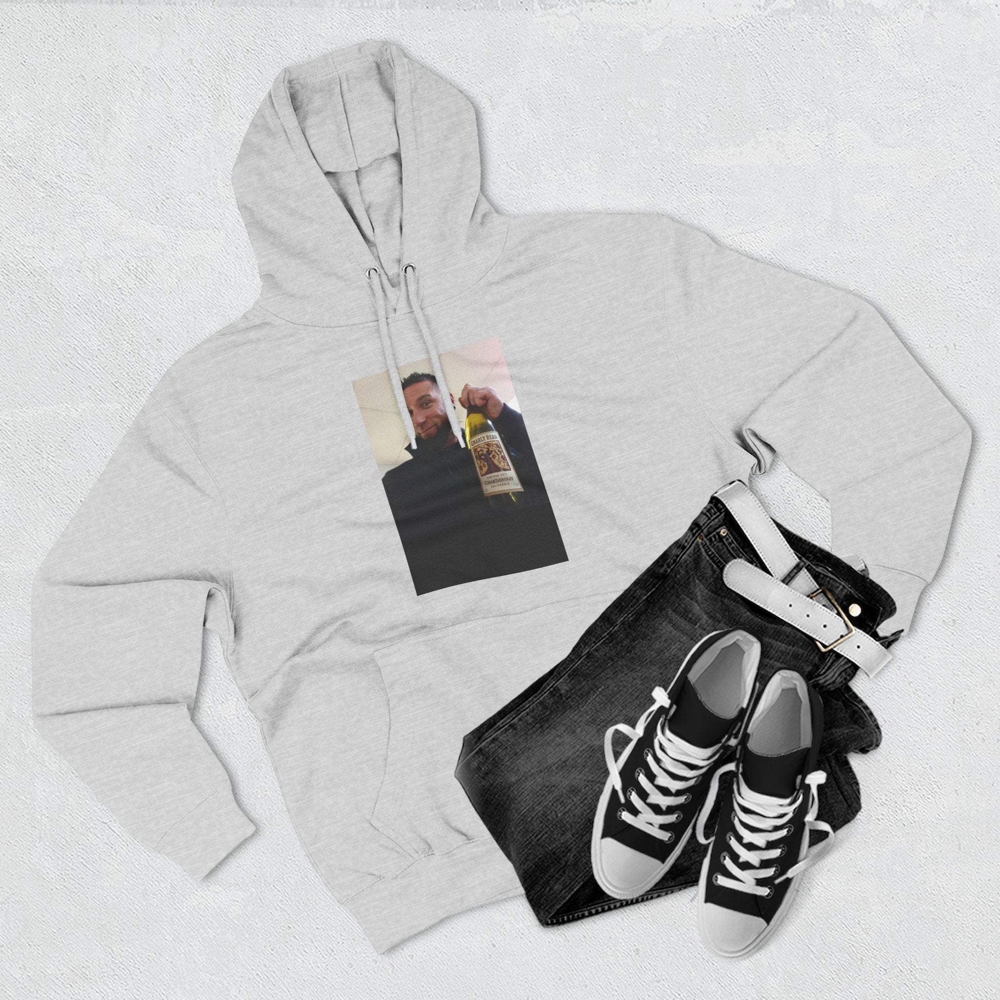 Shaun Says!      Three-Panel Fleece Hoodie – Vintage Photo Collage Printed Hoodie