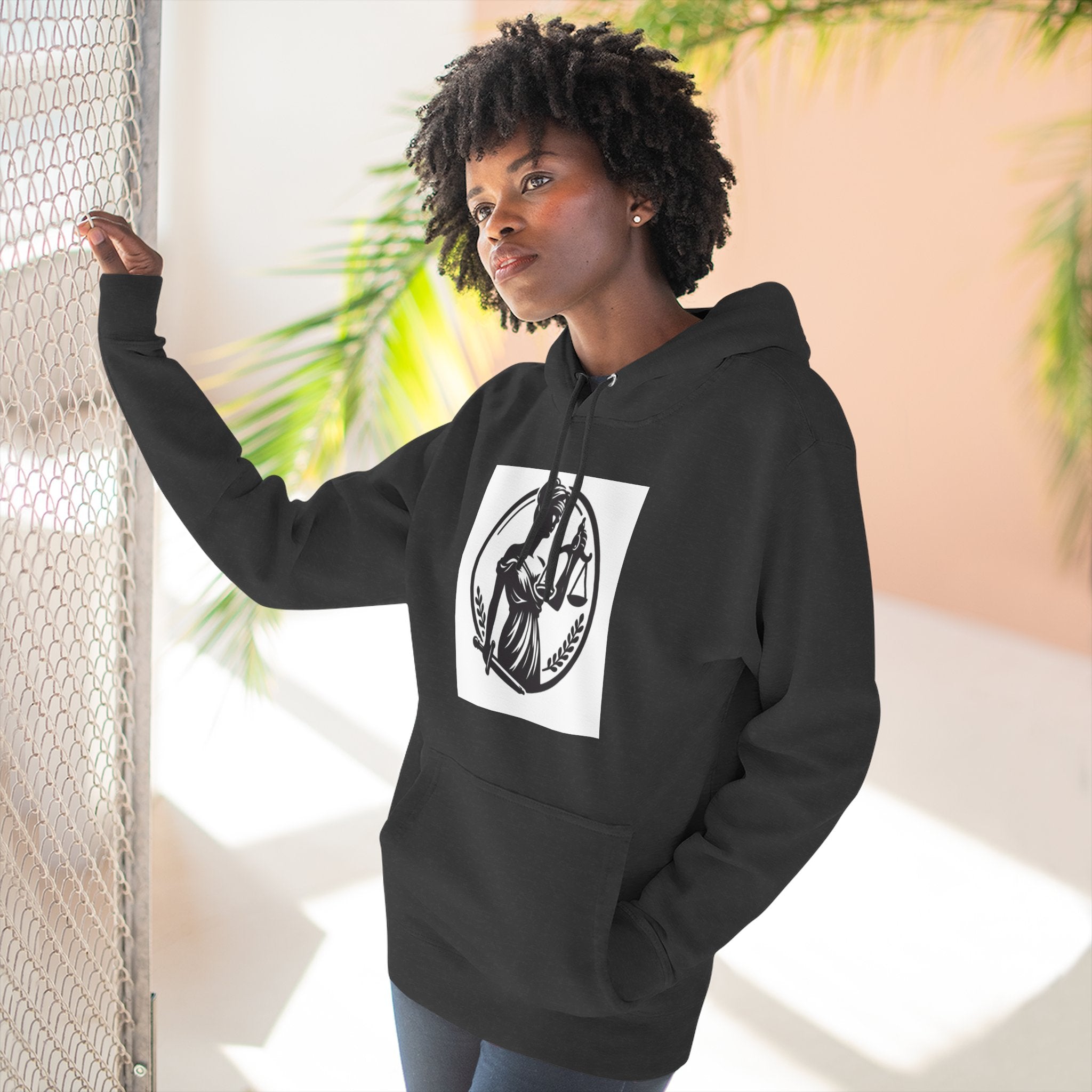 Lady Justice Scales Hoodie — Legal Lawyer Lawyerhood Emblem Sweatshirt