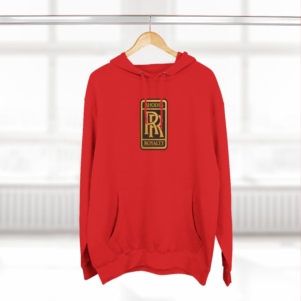 Rhodes Royalty Logo Hoodie — Gold Emblem Fleece Pullover