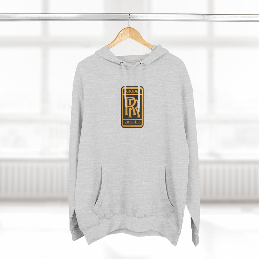 RHODES 2 RICHES  Luxury Monogram Hoodie — Gold RR Crest Fleece Pullover