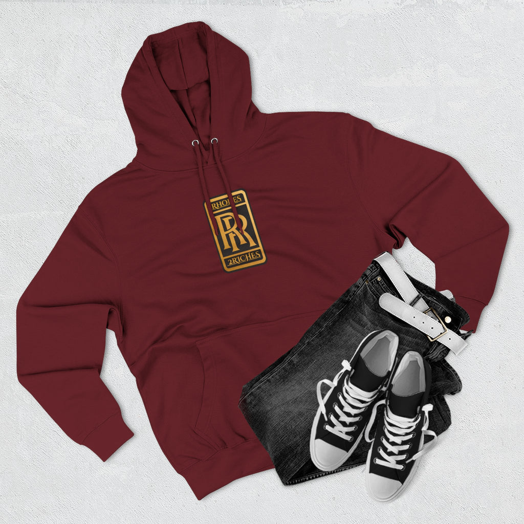 RHODES 2 RICHES  Luxury Monogram Hoodie — Gold RR Crest Fleece Pullover