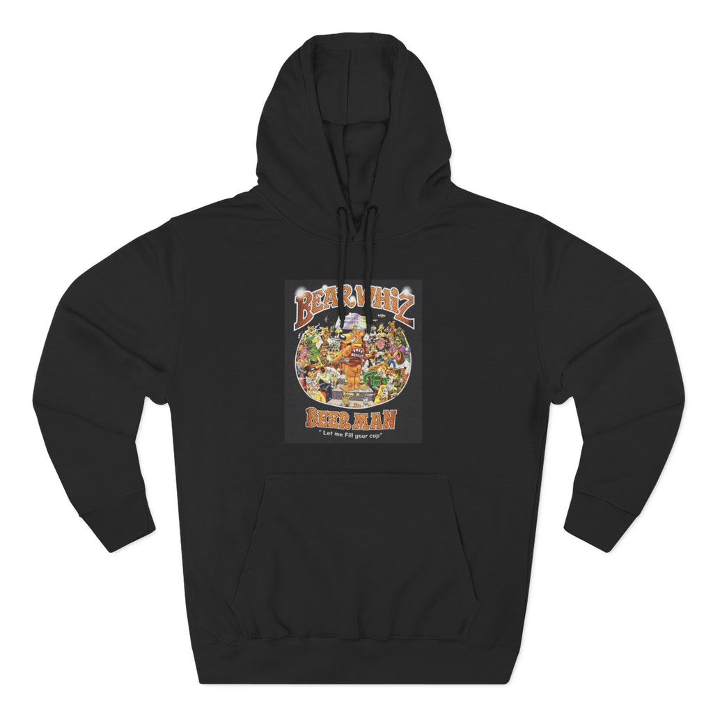 Bear Whiz Beer Fill-em Up Hoodie — Retro Collage Pullover
