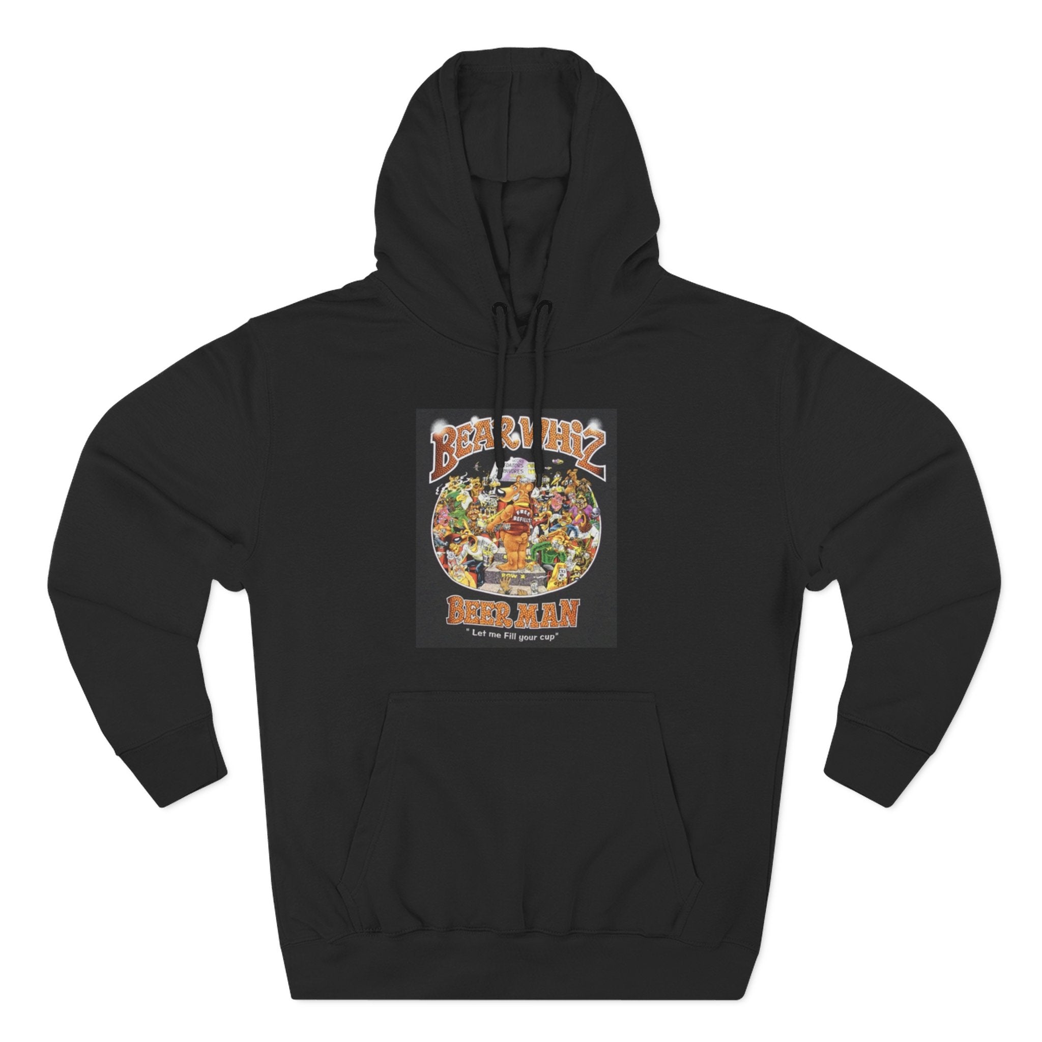 Bear Whiz Beer Fill-em Up Hoodie — Retro Collage Pullover